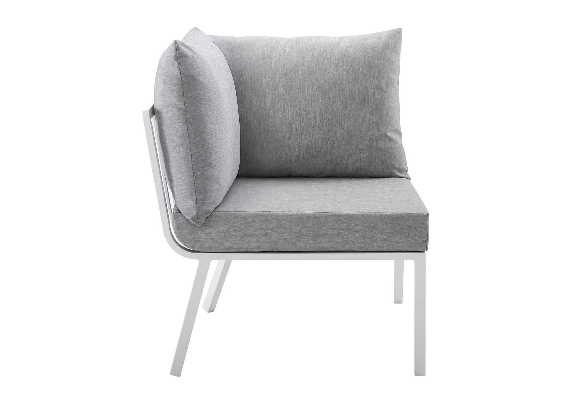 White Gray Riverside 3 Piece Outdoor Patio Aluminum Sectional Sofa Set,Modway