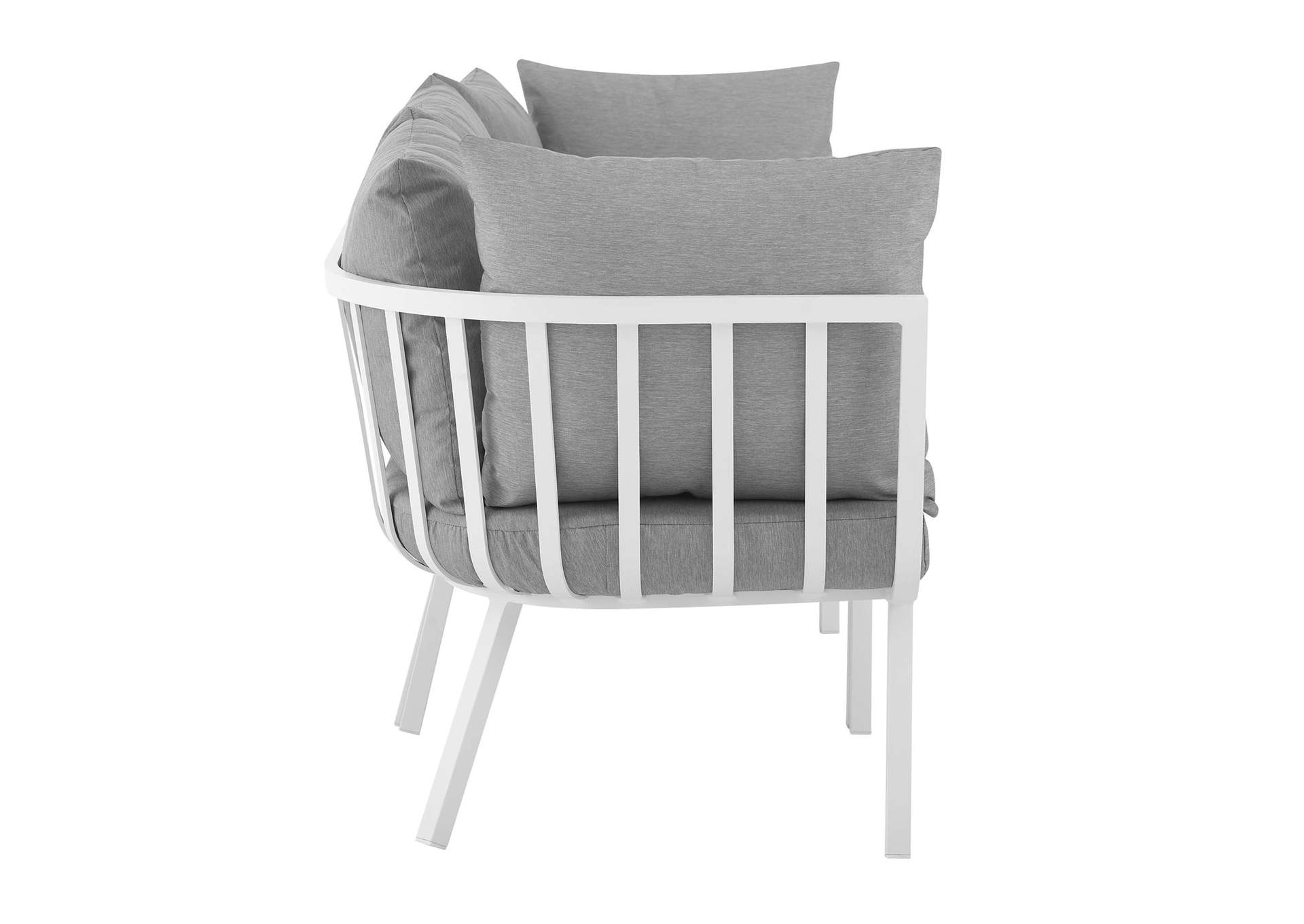 White Gray Riverside 3 Piece Outdoor Patio Aluminum Sectional Sofa Set,Modway