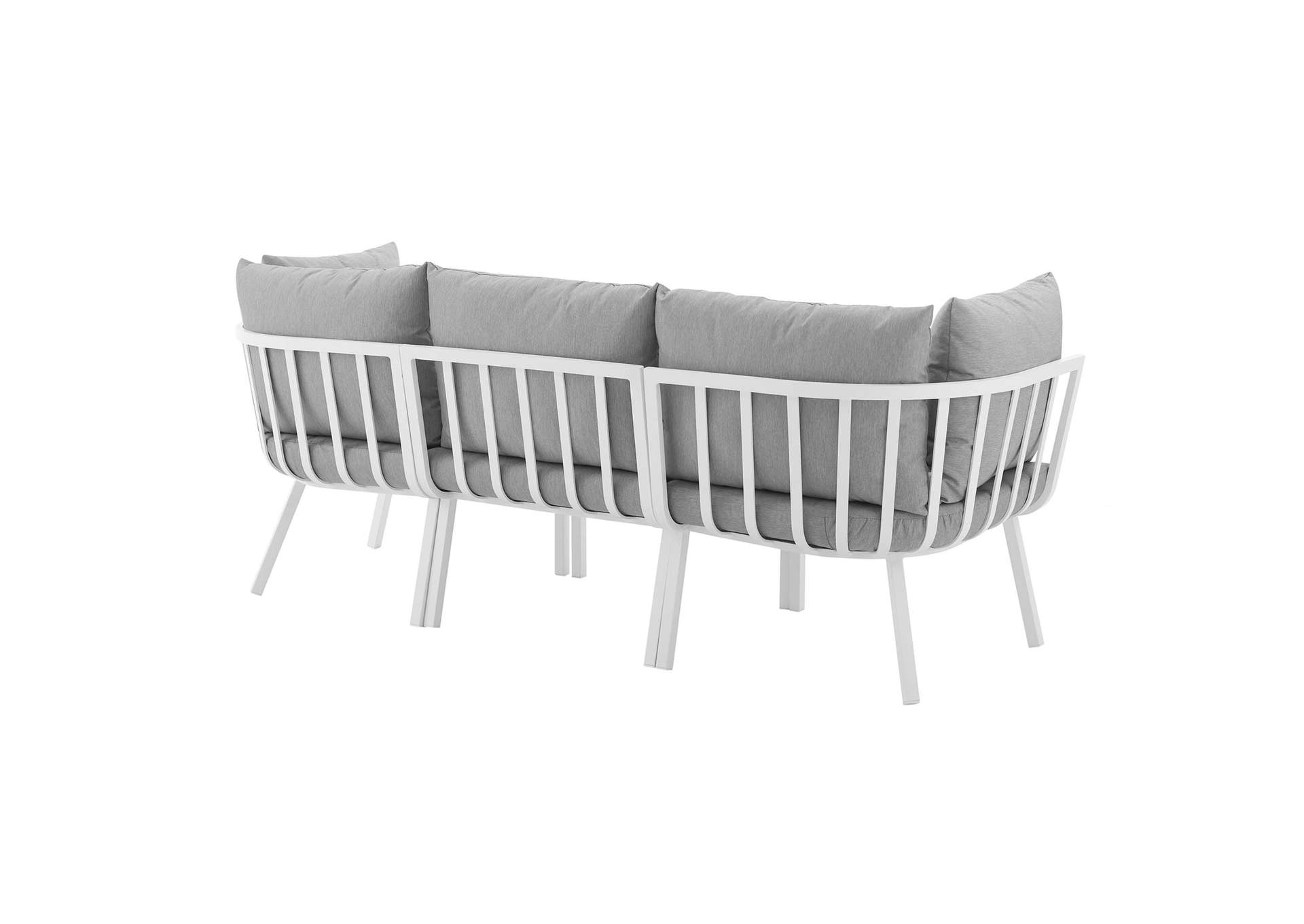 White Gray Riverside 3 Piece Outdoor Patio Aluminum Sectional Sofa Set,Modway