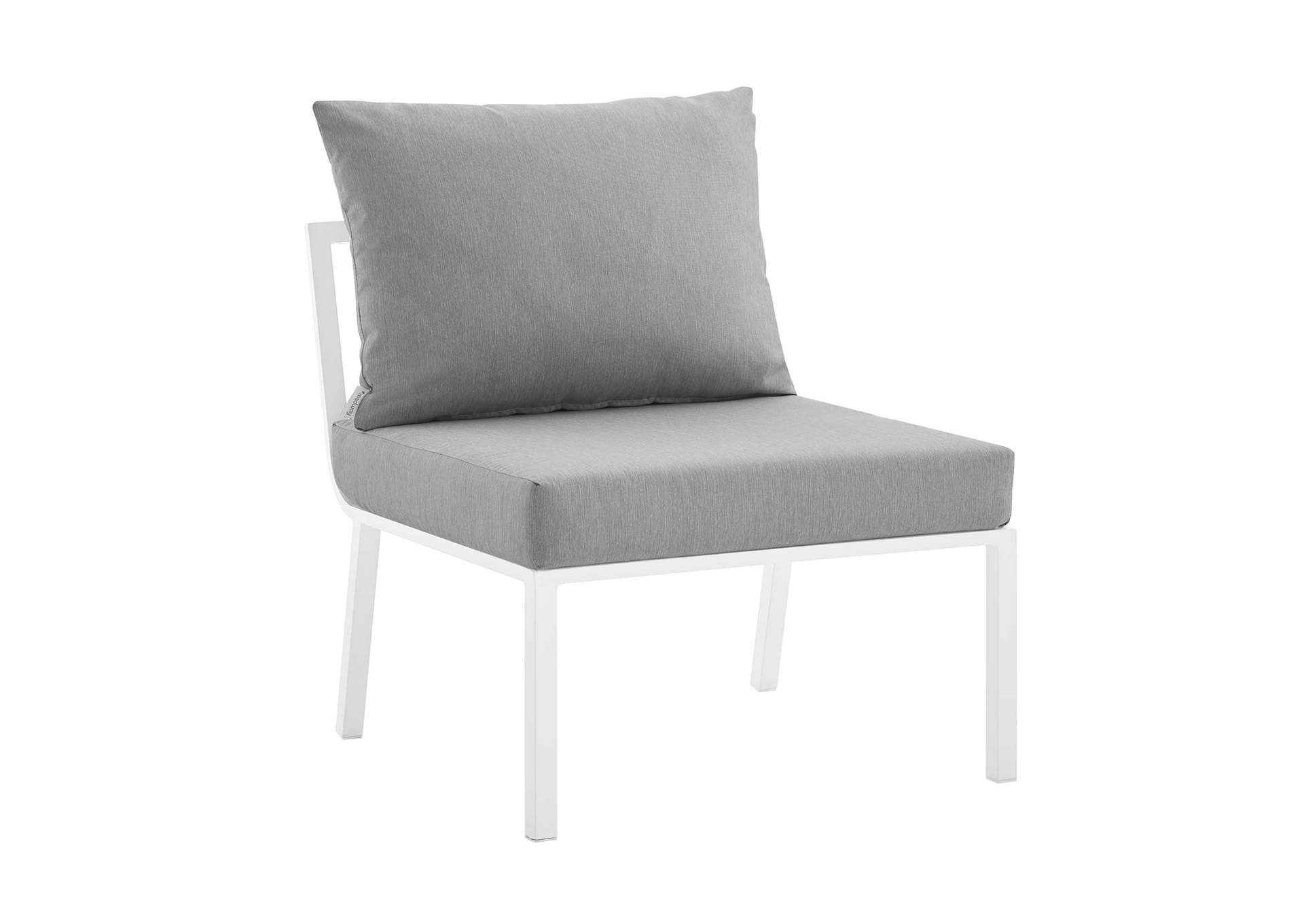 White Gray Riverside 3 Piece Outdoor Patio Aluminum Sectional Sofa Set,Modway