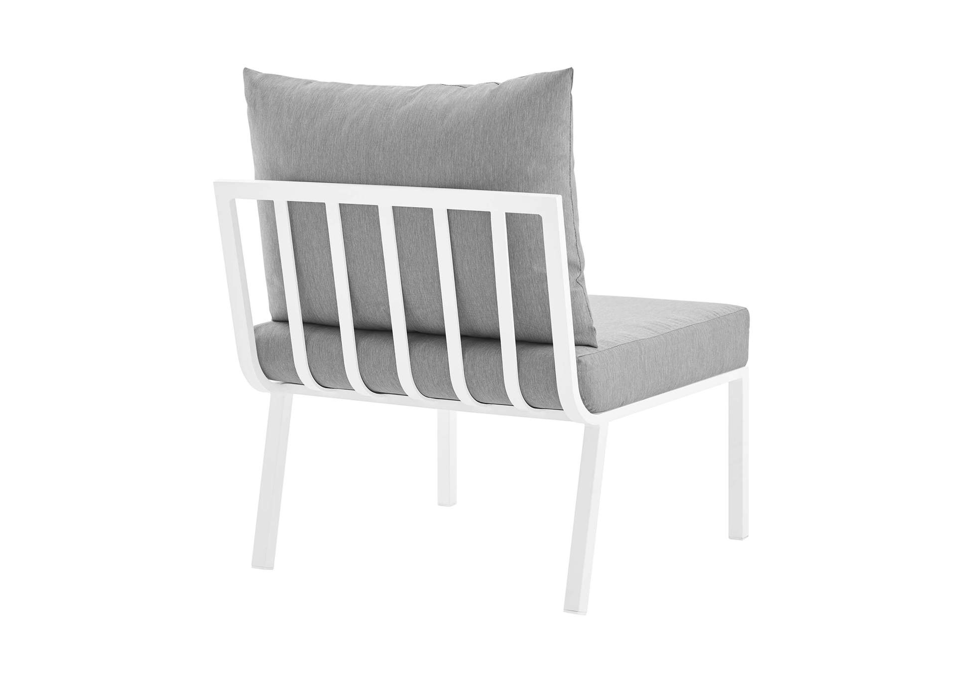 White Gray Riverside 3 Piece Outdoor Patio Aluminum Sectional Sofa Set,Modway
