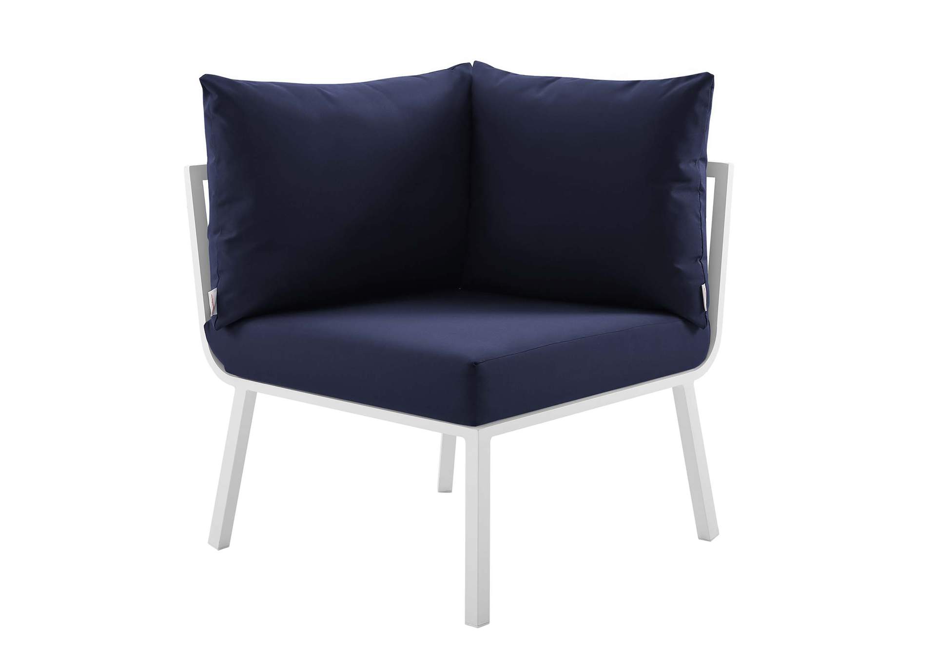 White Navy Riverside 3 Piece Outdoor Patio Aluminum Sectional Sofa Set,Modway
