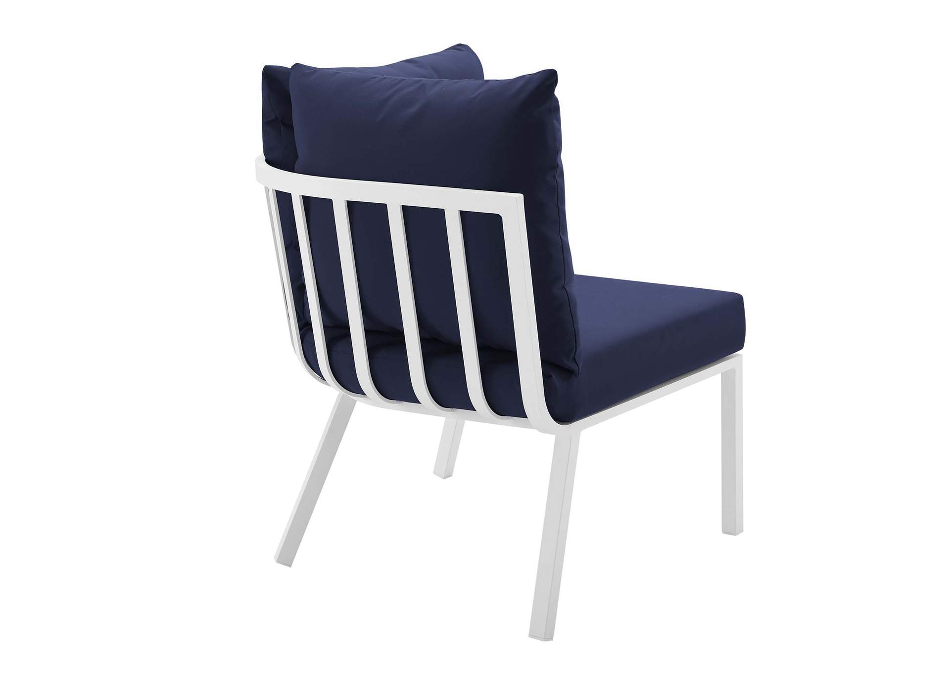 White Navy Riverside 3 Piece Outdoor Patio Aluminum Sectional Sofa Set,Modway