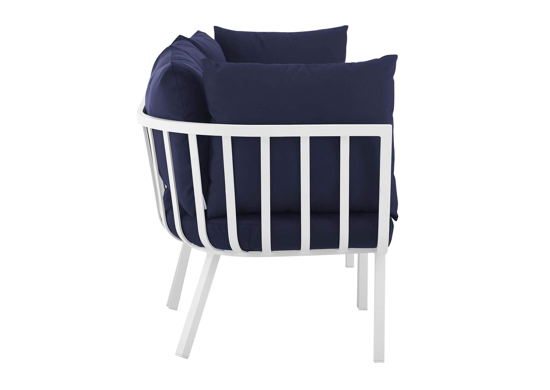 White Navy Riverside 3 Piece Outdoor Patio Aluminum Sectional Sofa Set,Modway