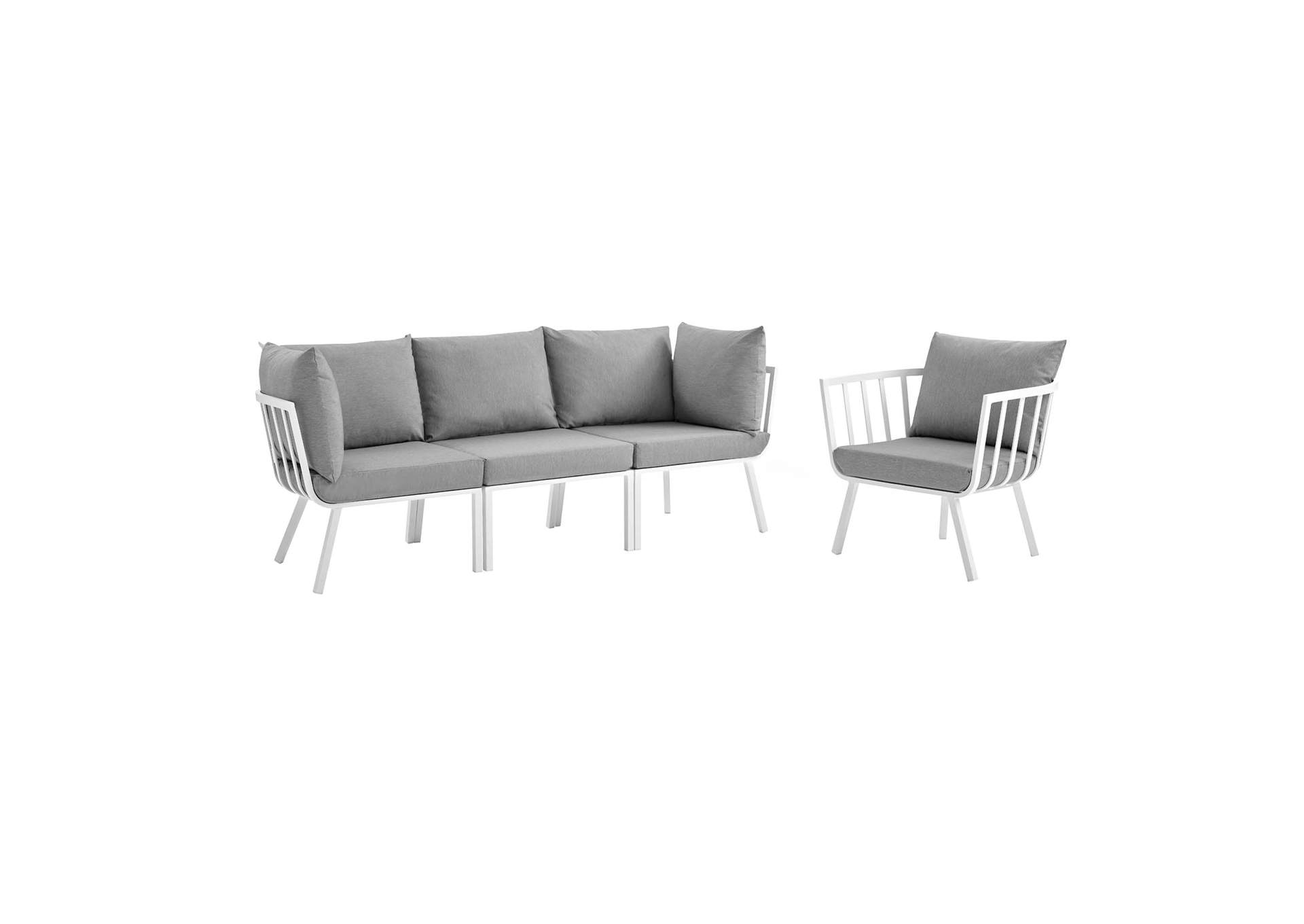 White Gray Riverside 4 Piece Outdoor Patio Aluminum Set,Modway