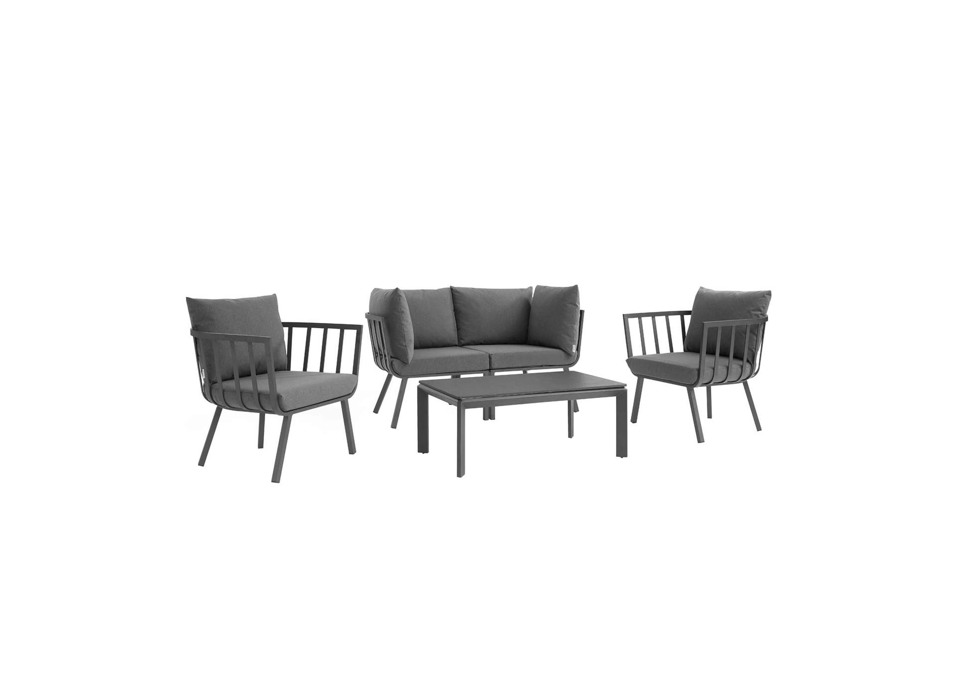 Riverside Gray Charcoal 5 Piece Outdoor Patio Aluminum Set,Modway