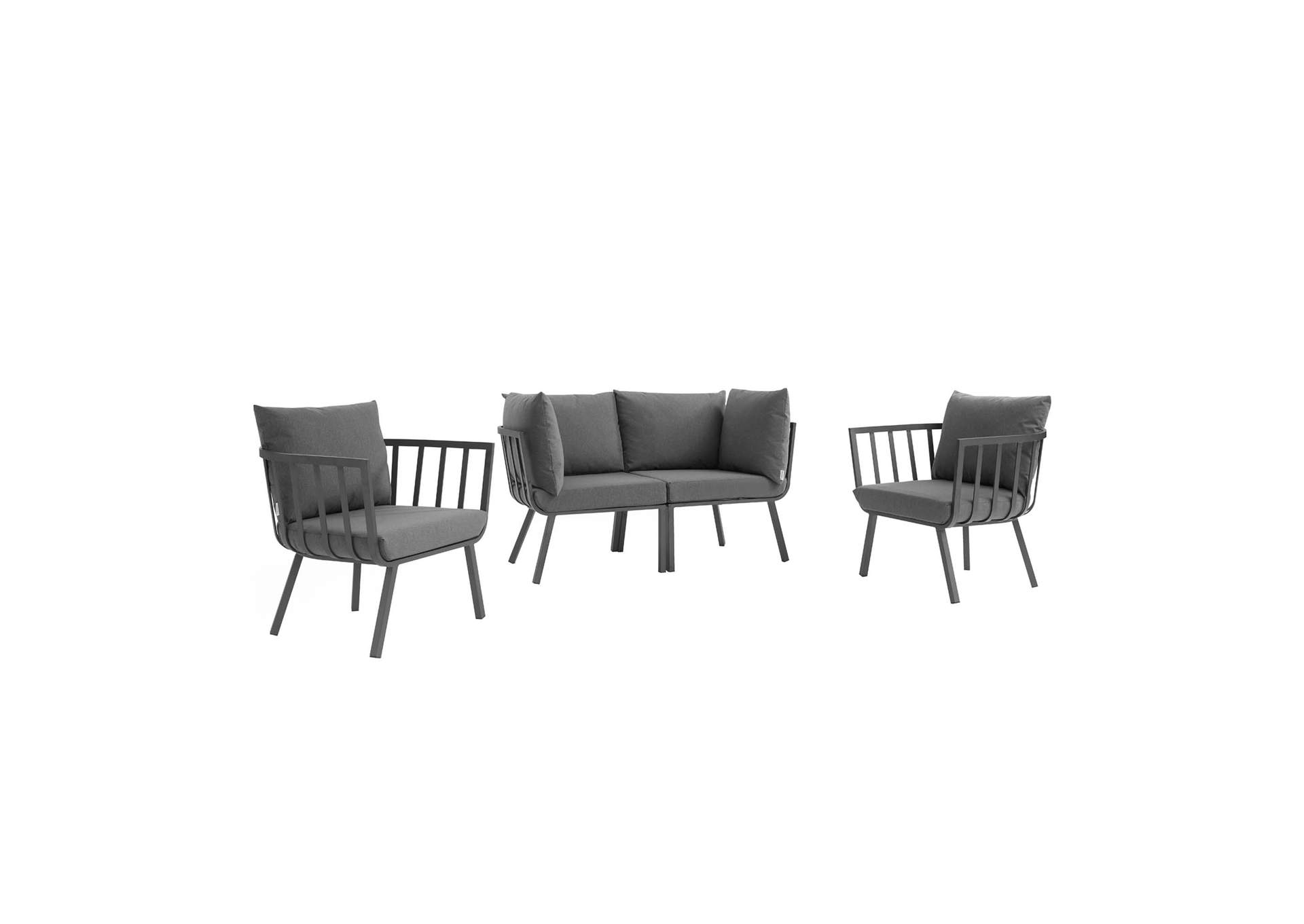 Gray Charcoal Riverside 4 Piece Outdoor Patio Aluminum Set,Modway