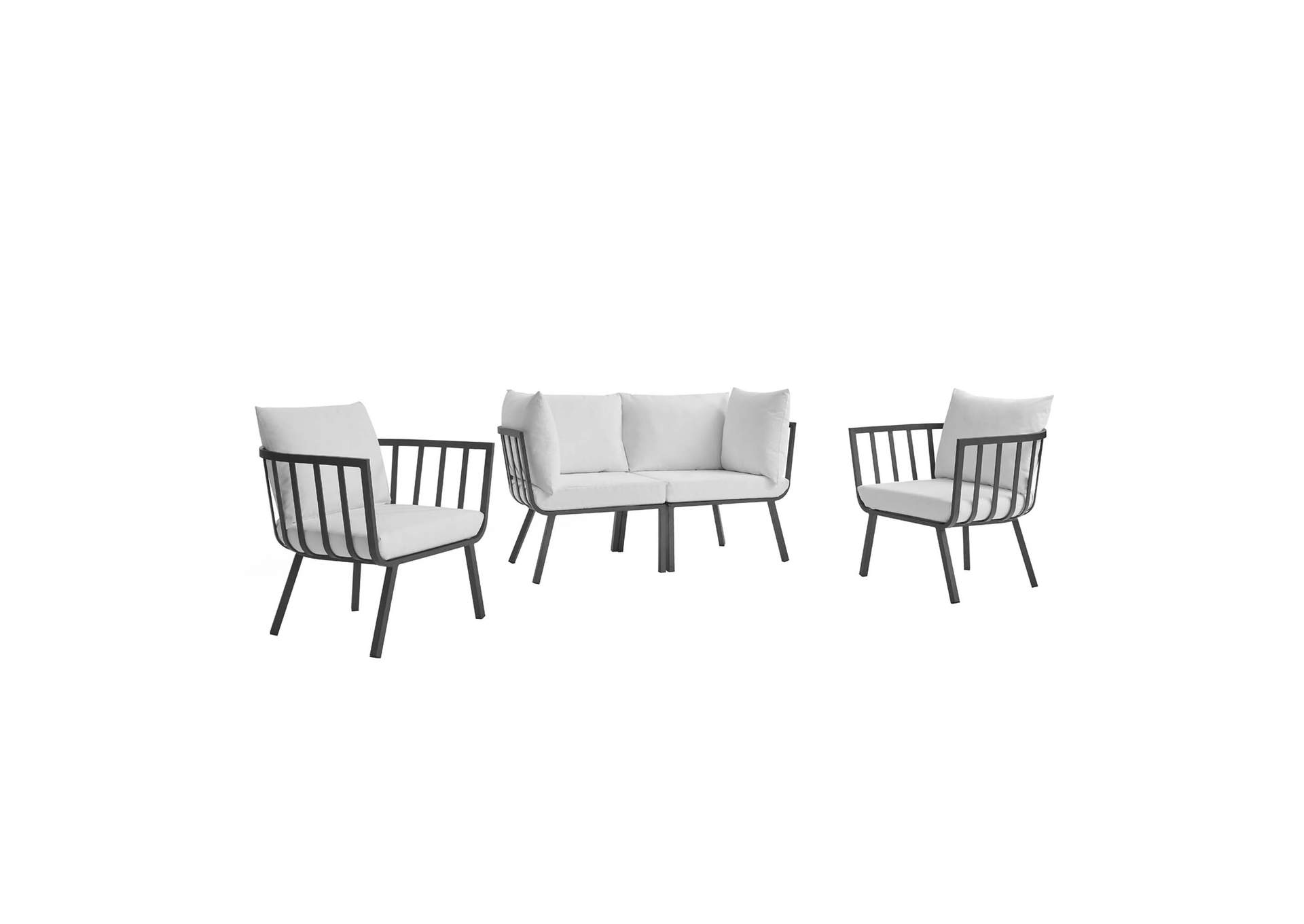 Gray White Riverside 4 Piece Outdoor Patio Aluminum Set,Modway