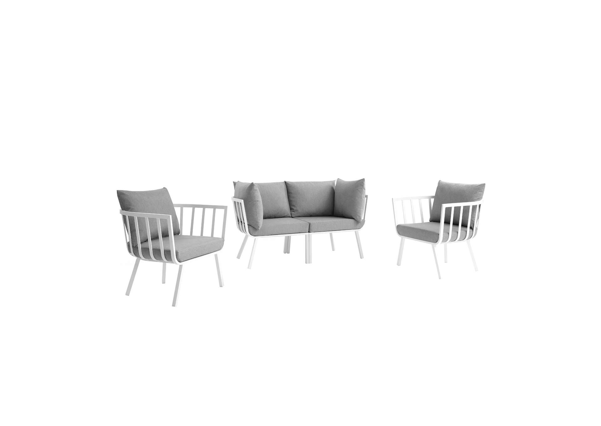 White Gray Riverside 4 Piece Outdoor Patio Aluminum Set,Modway