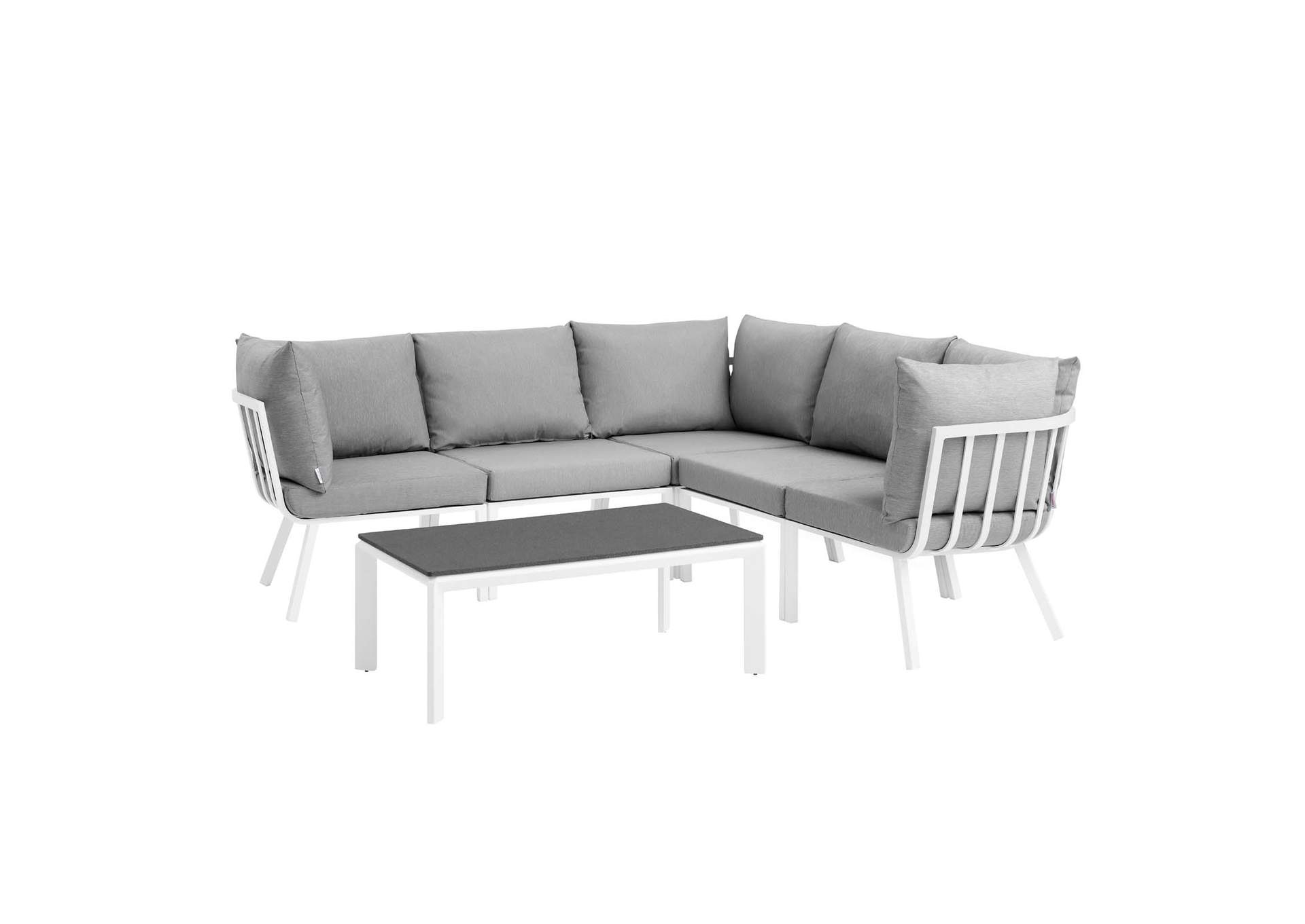 White Gray Riverside 6 Piece Outdoor Patio Aluminum Set,Modway