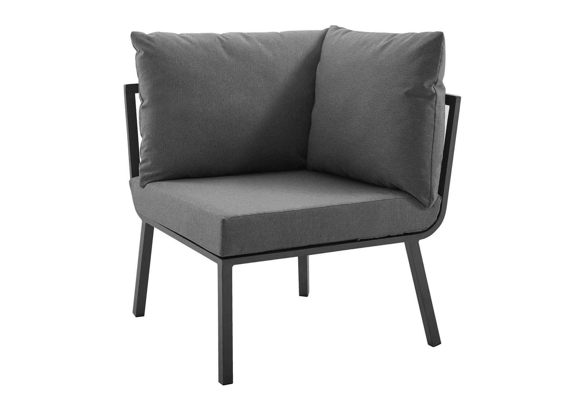 Gray Charcoal Riverside 5 Piece Outdoor Patio Aluminum Sectional,Modway