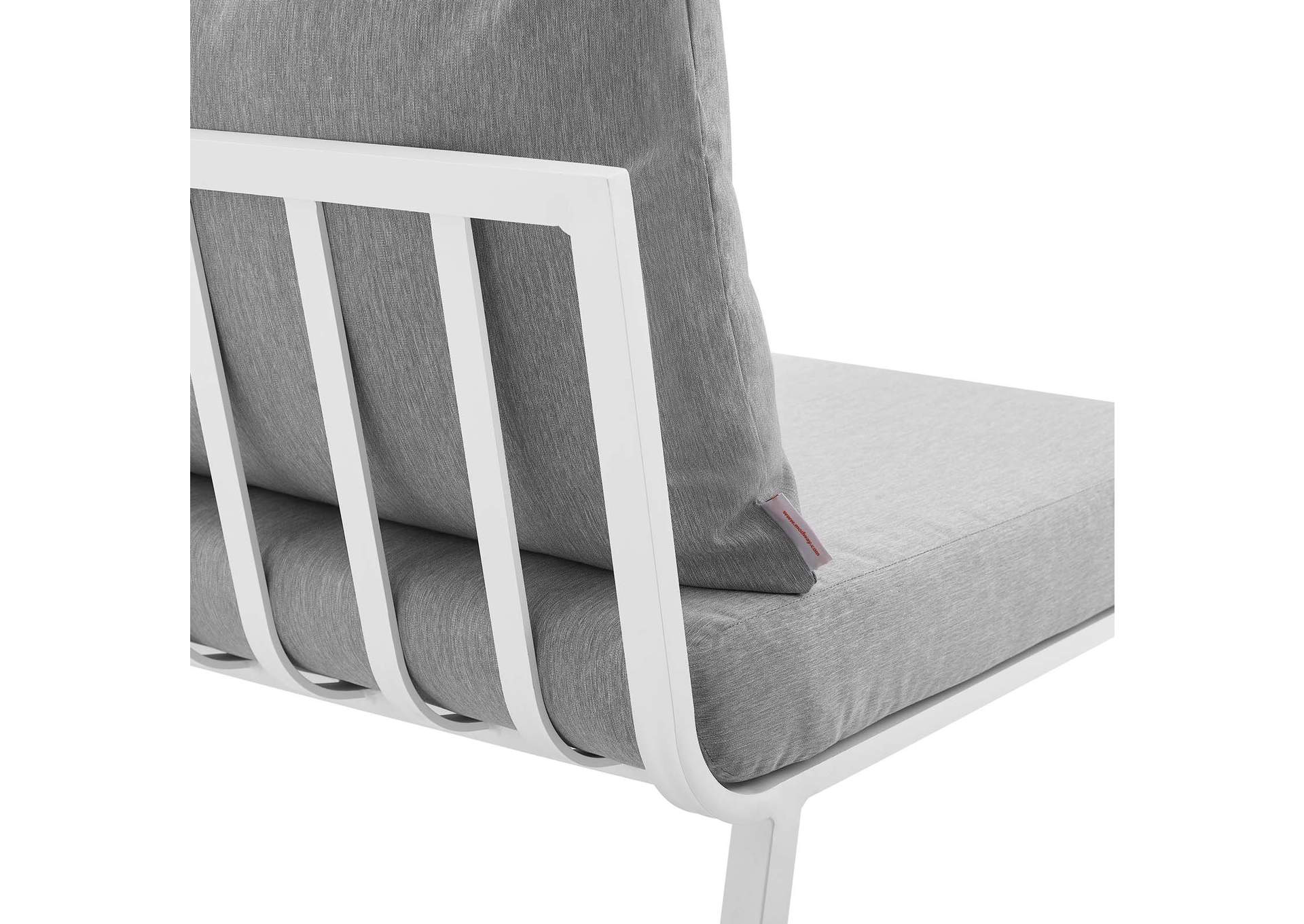 White Gray Riverside 5 Piece Outdoor Patio Aluminum Sectional,Modway