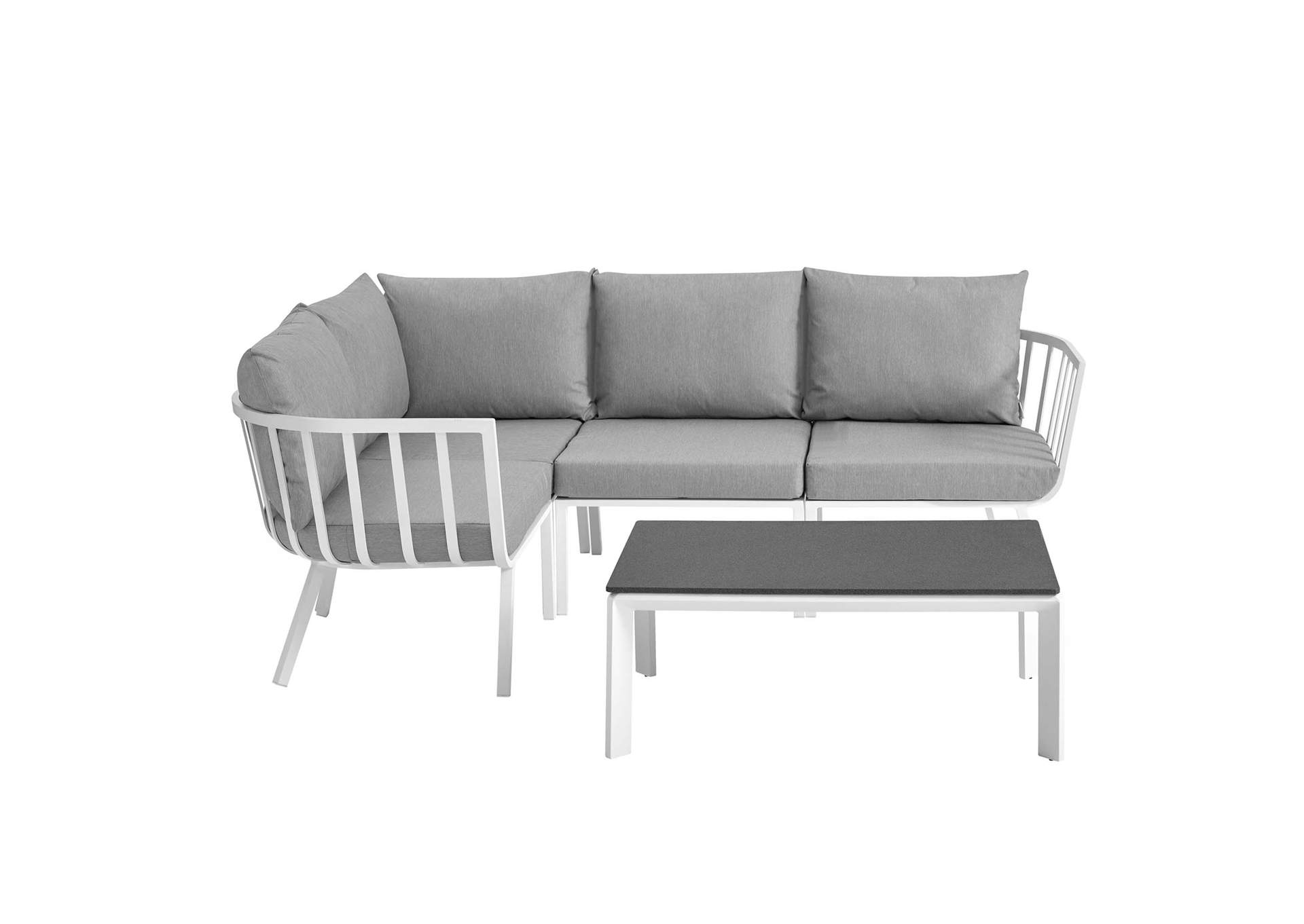 White Gray Riverside 5 Piece Outdoor Patio Aluminum Set,Modway