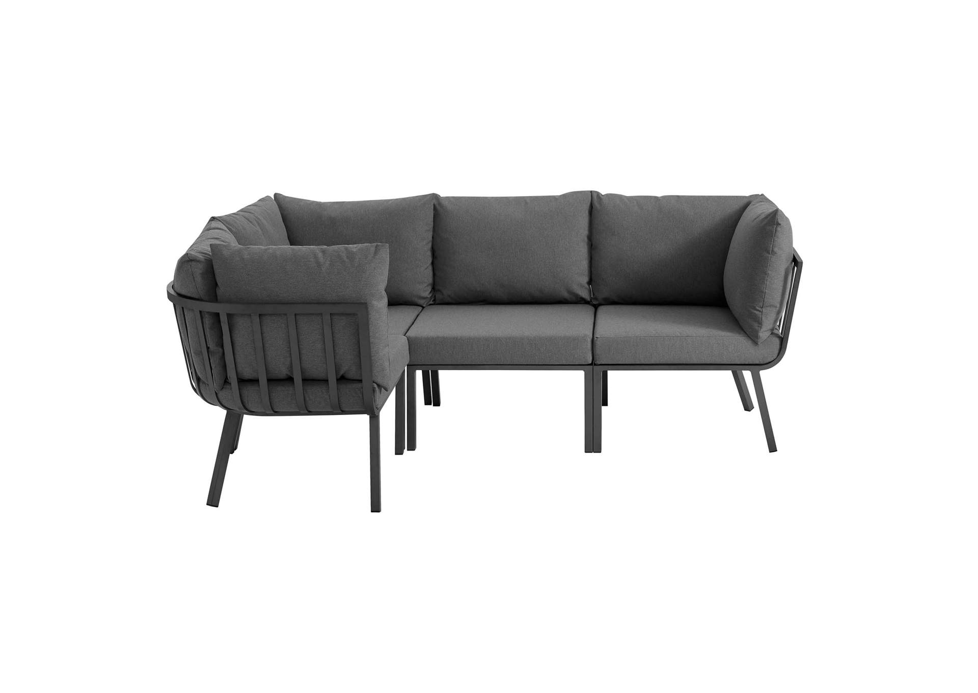 Gray Charcoal Riverside 4 Piece Outdoor Patio Aluminum Sectional,Modway