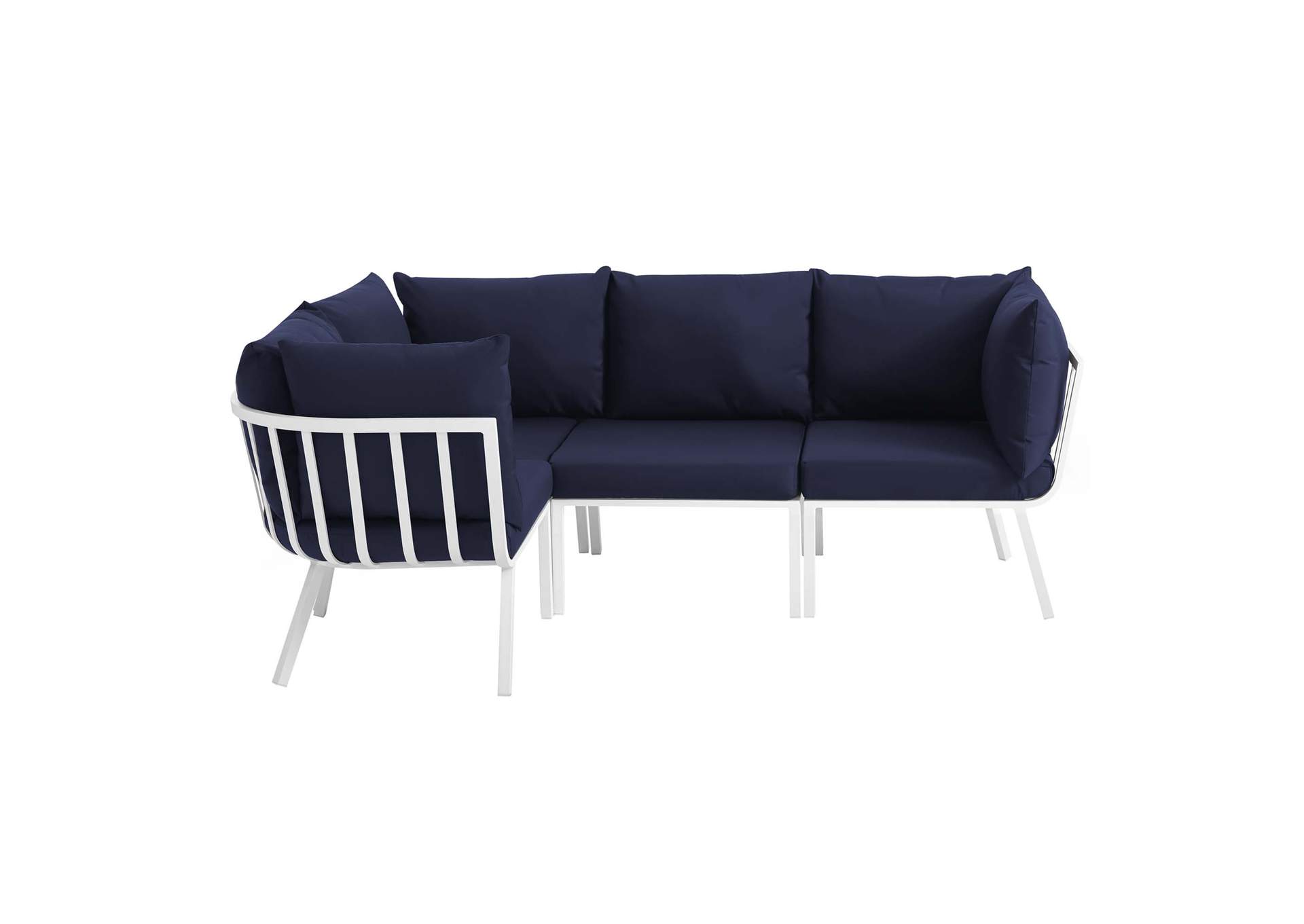 White Navy Riverside 4 Piece Outdoor Patio Aluminum Sectional,Modway