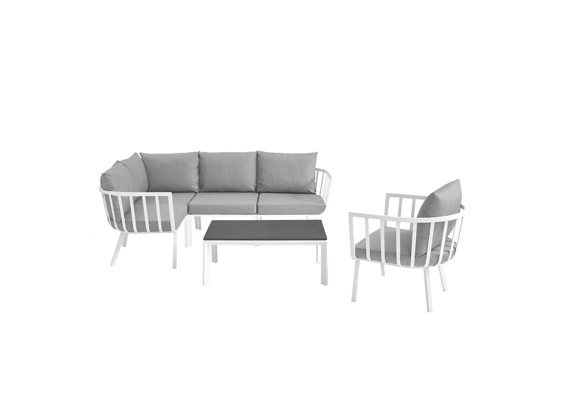 White Gray Riverside 6 Piece Outdoor Patio Aluminum Set,Modway