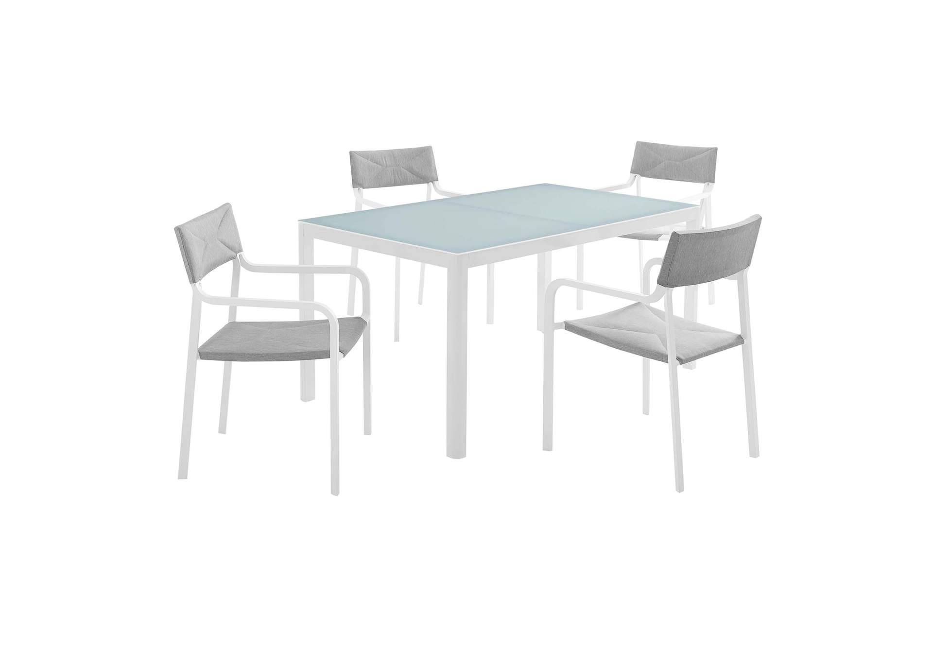 White Gray Raleigh 5 Piece Outdoor Patio Aluminum Dining Set,Modway