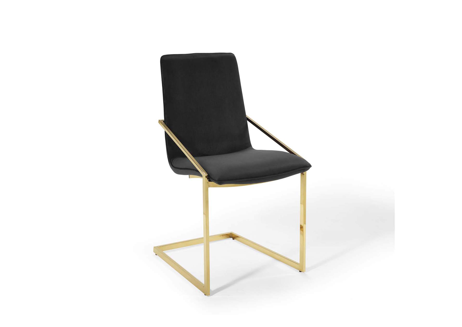 Pitch Gold Black Performance Velvet Arm Dining Chair,Modway