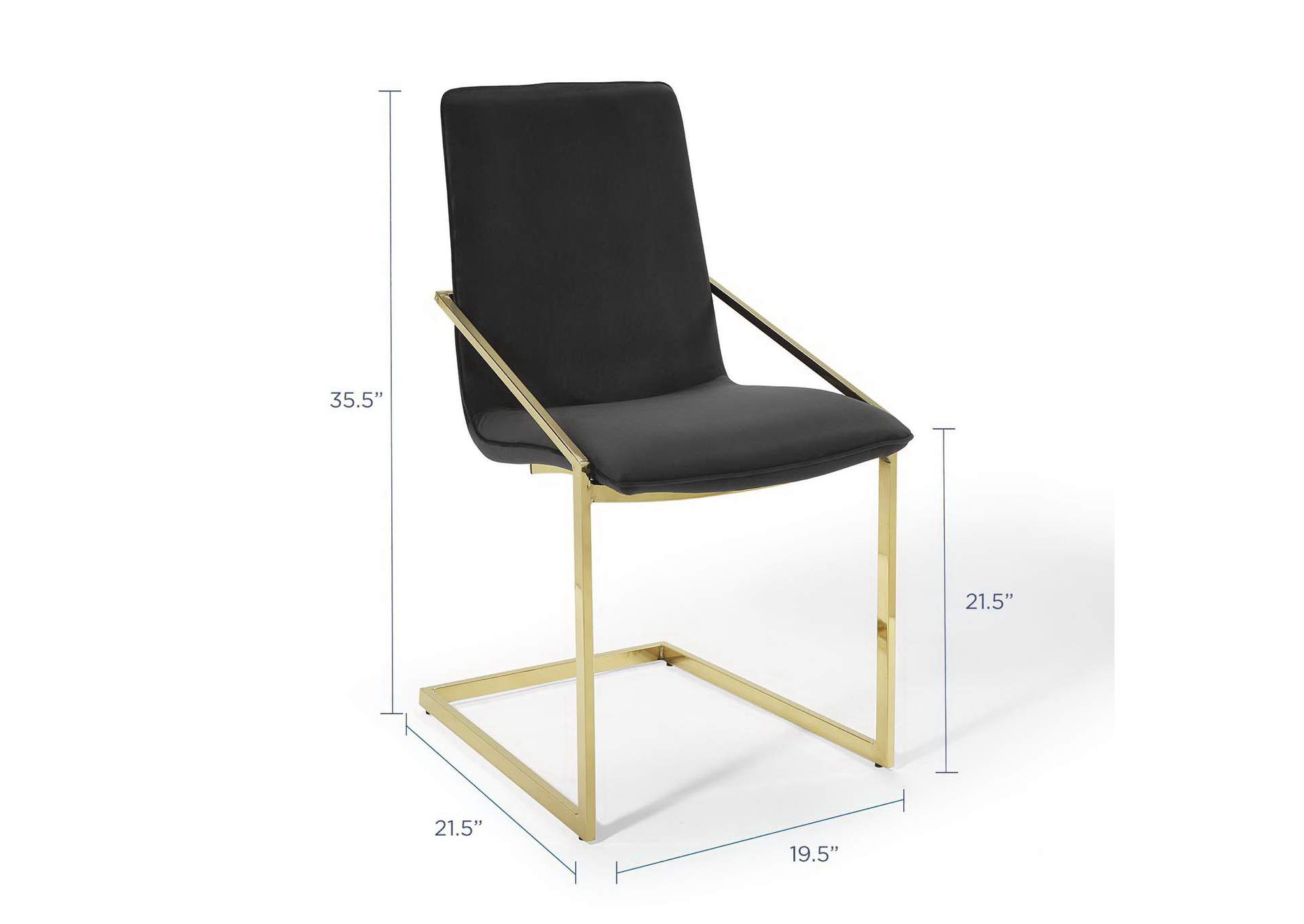 Pitch Gold Black Performance Velvet Arm Dining Chair,Modway