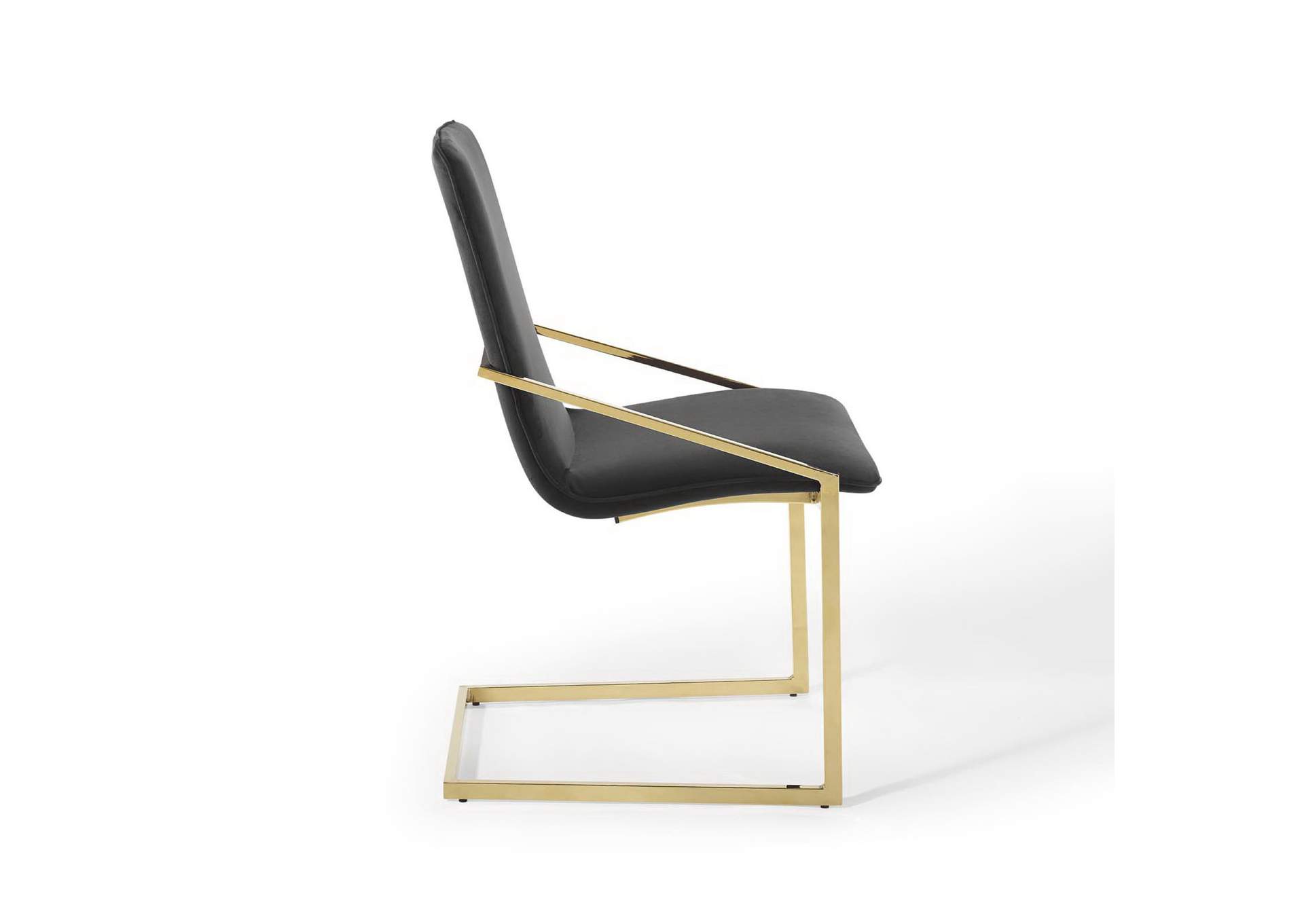 Pitch Gold Black Performance Velvet Arm Dining Chair,Modway