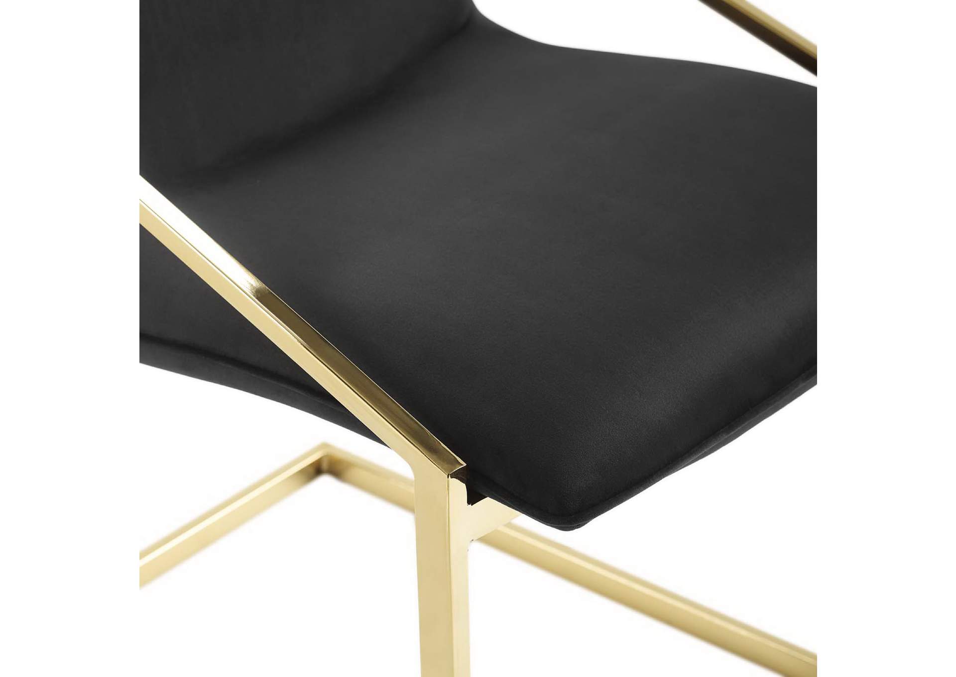 Pitch Gold Black Performance Velvet Arm Dining Chair,Modway