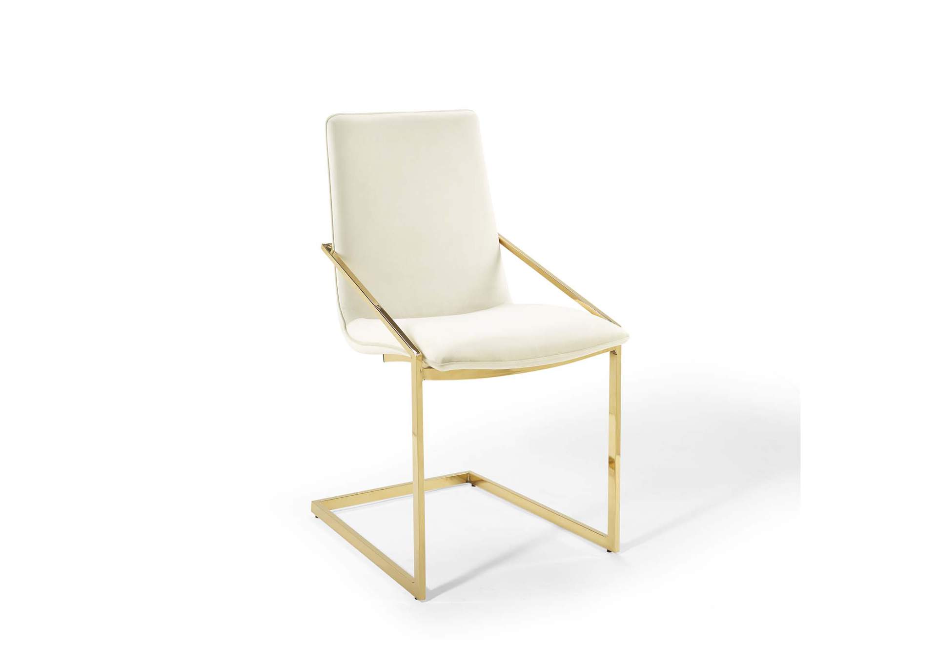 Gold Ivory Pitch Performance Velvet Arm Dining Chair,Modway