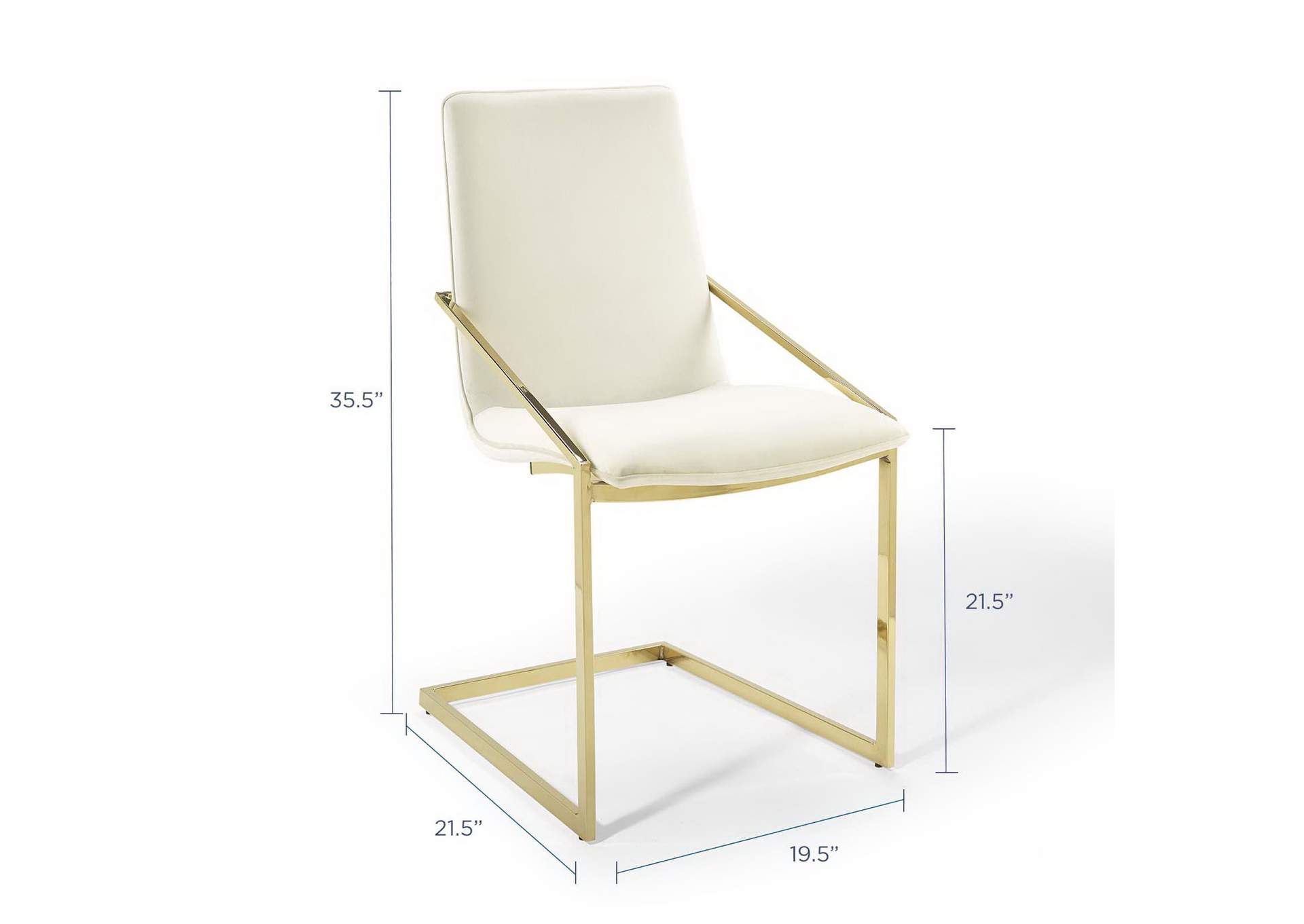 Gold Ivory Pitch Performance Velvet Arm Dining Chair,Modway