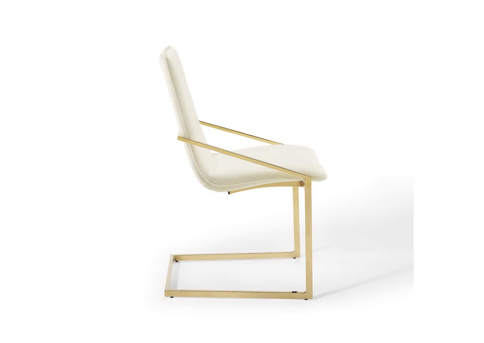 Gold Ivory Pitch Performance Velvet Arm Dining Chair,Modway