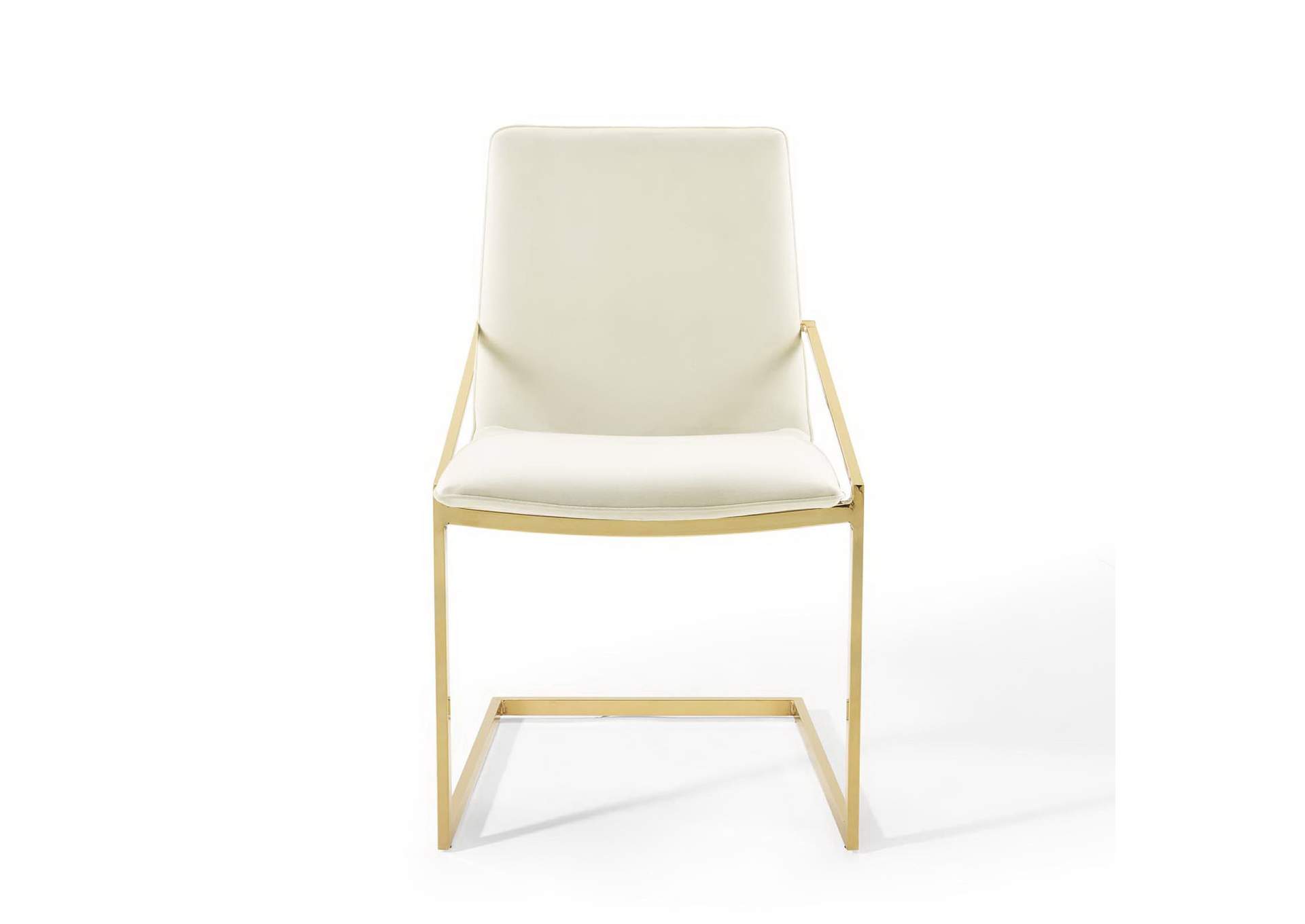 Gold Ivory Pitch Performance Velvet Arm Dining Chair,Modway