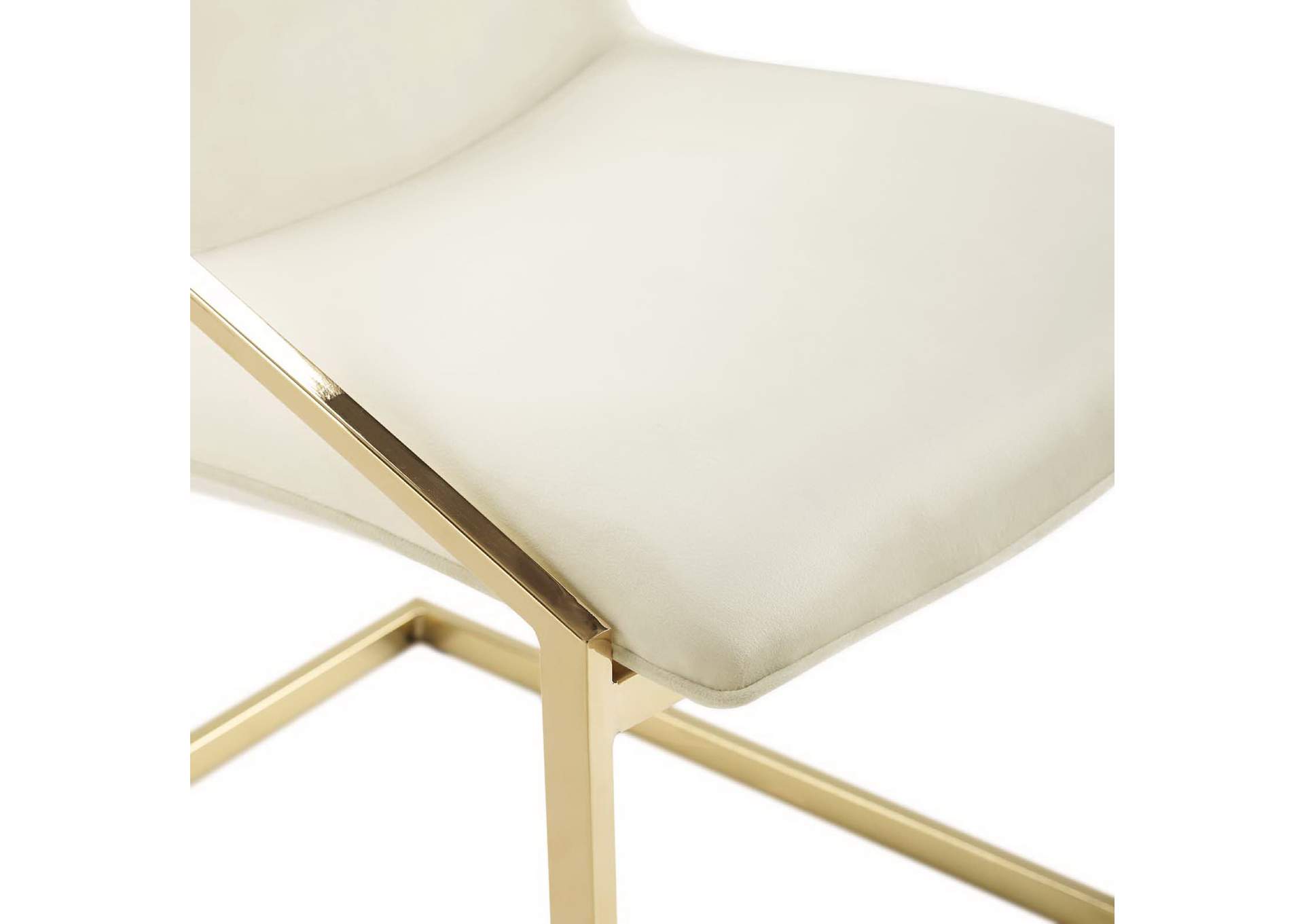 Gold Ivory Pitch Performance Velvet Arm Dining Chair,Modway