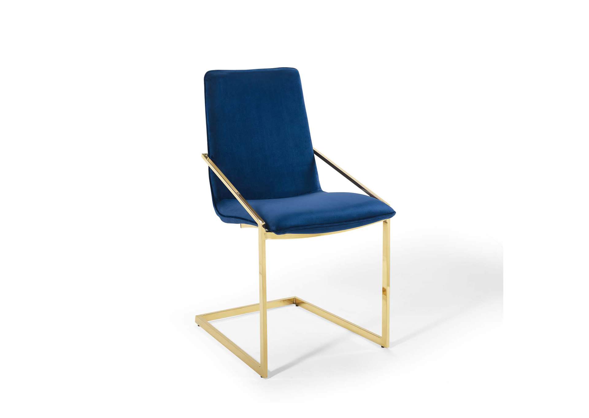 Gold Navy Pitch Performance Velvet Arm Dining Chair,Modway