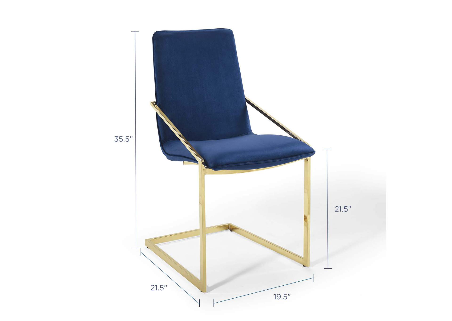 Gold Navy Pitch Performance Velvet Arm Dining Chair,Modway