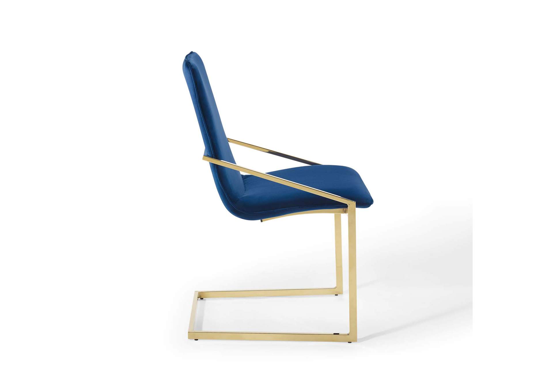 Gold Navy Pitch Performance Velvet Arm Dining Chair,Modway