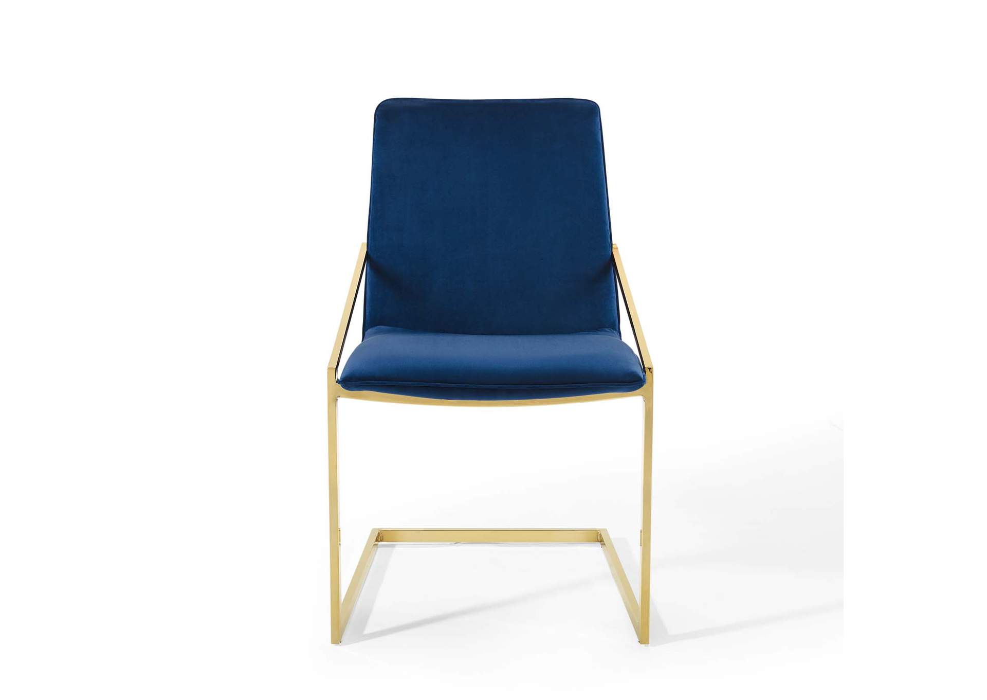 Gold Navy Pitch Performance Velvet Arm Dining Chair,Modway