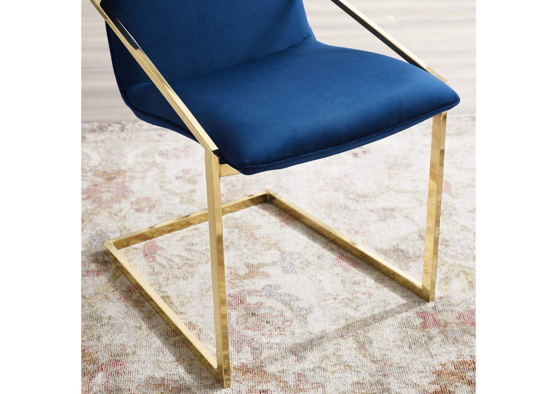 Gold Navy Pitch Performance Velvet Arm Dining Chair,Modway