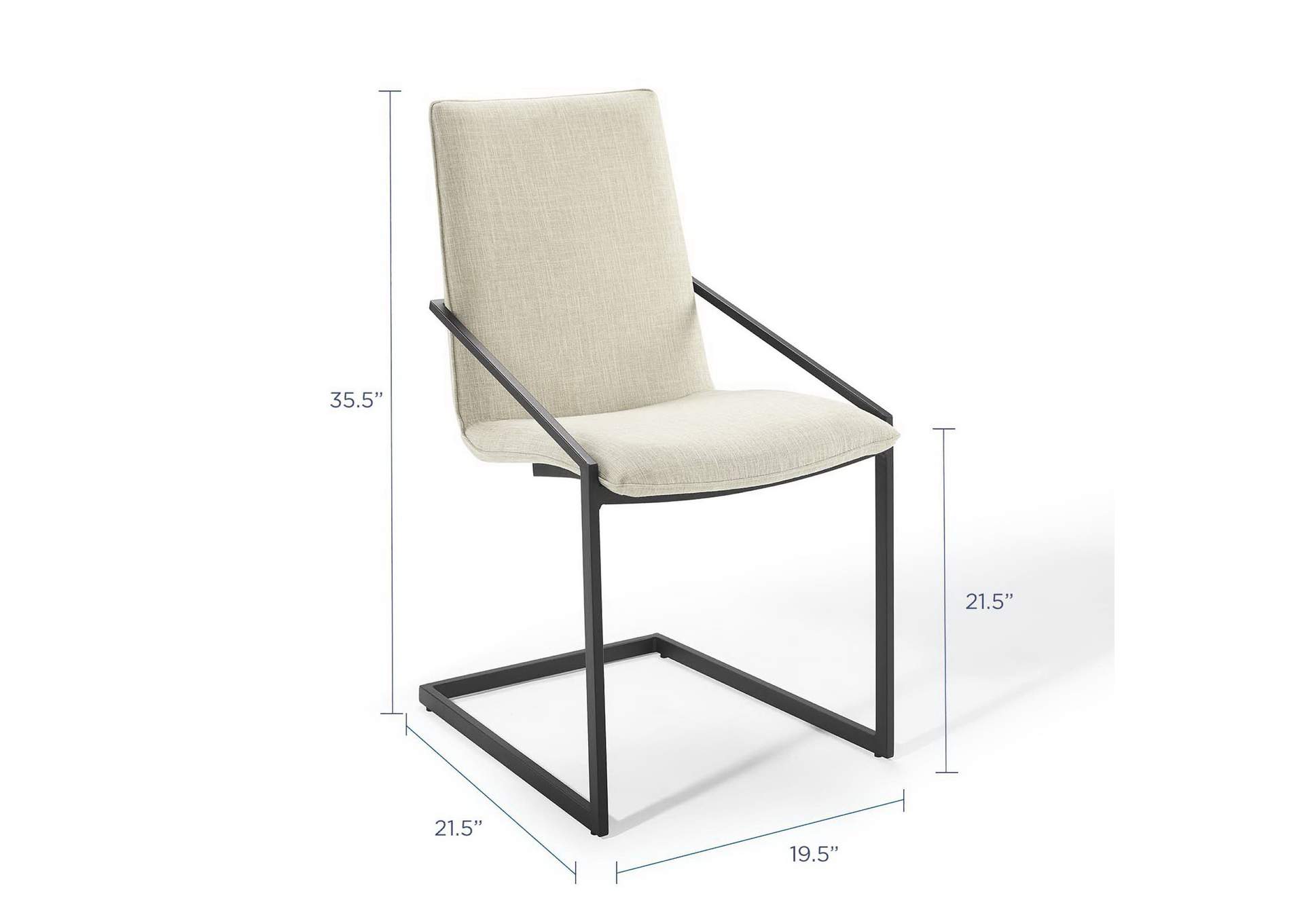 Black Beige Pitch Upholstered Fabric Arm Dining Chair,Modway