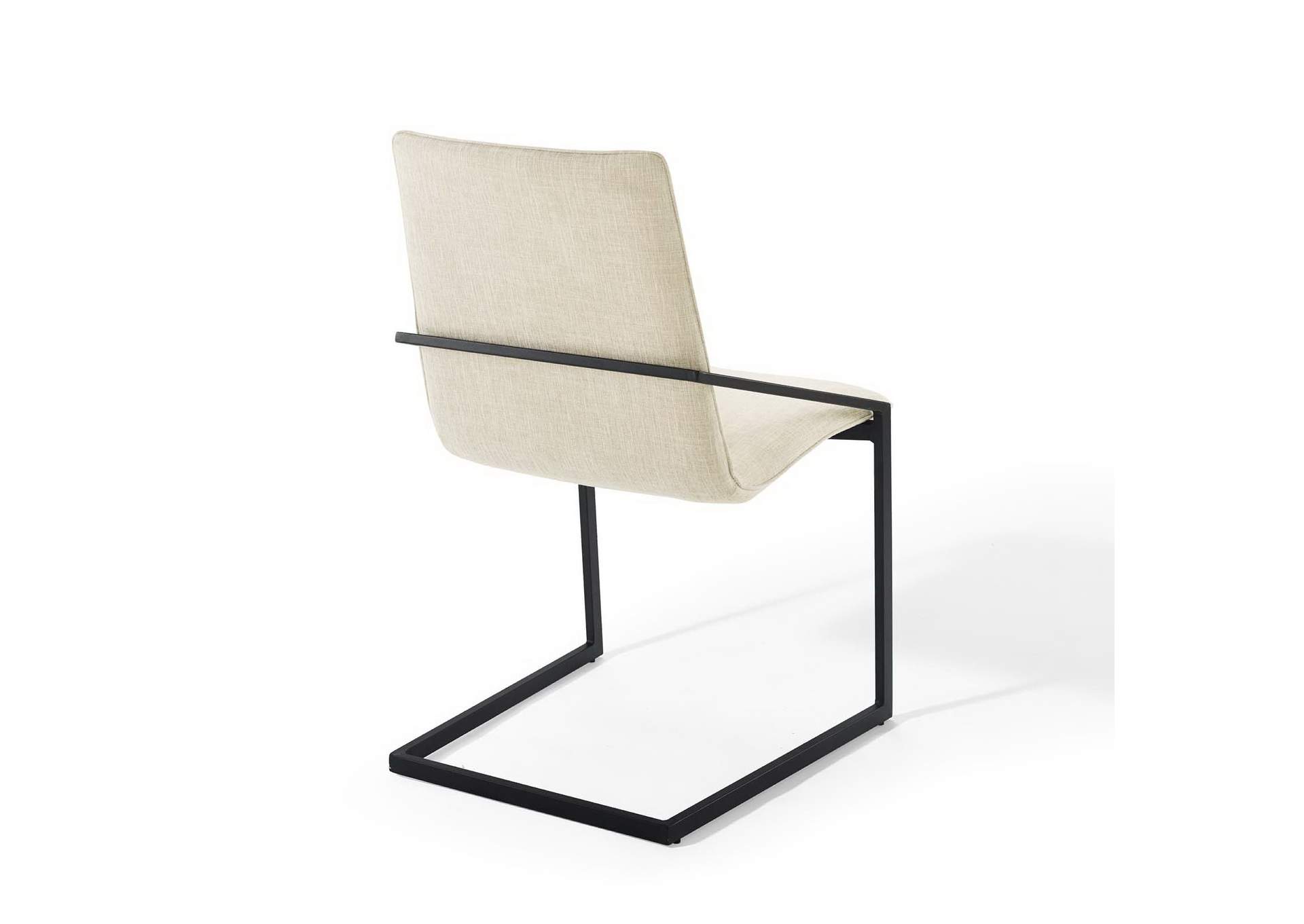 Black Beige Pitch Upholstered Fabric Arm Dining Chair,Modway