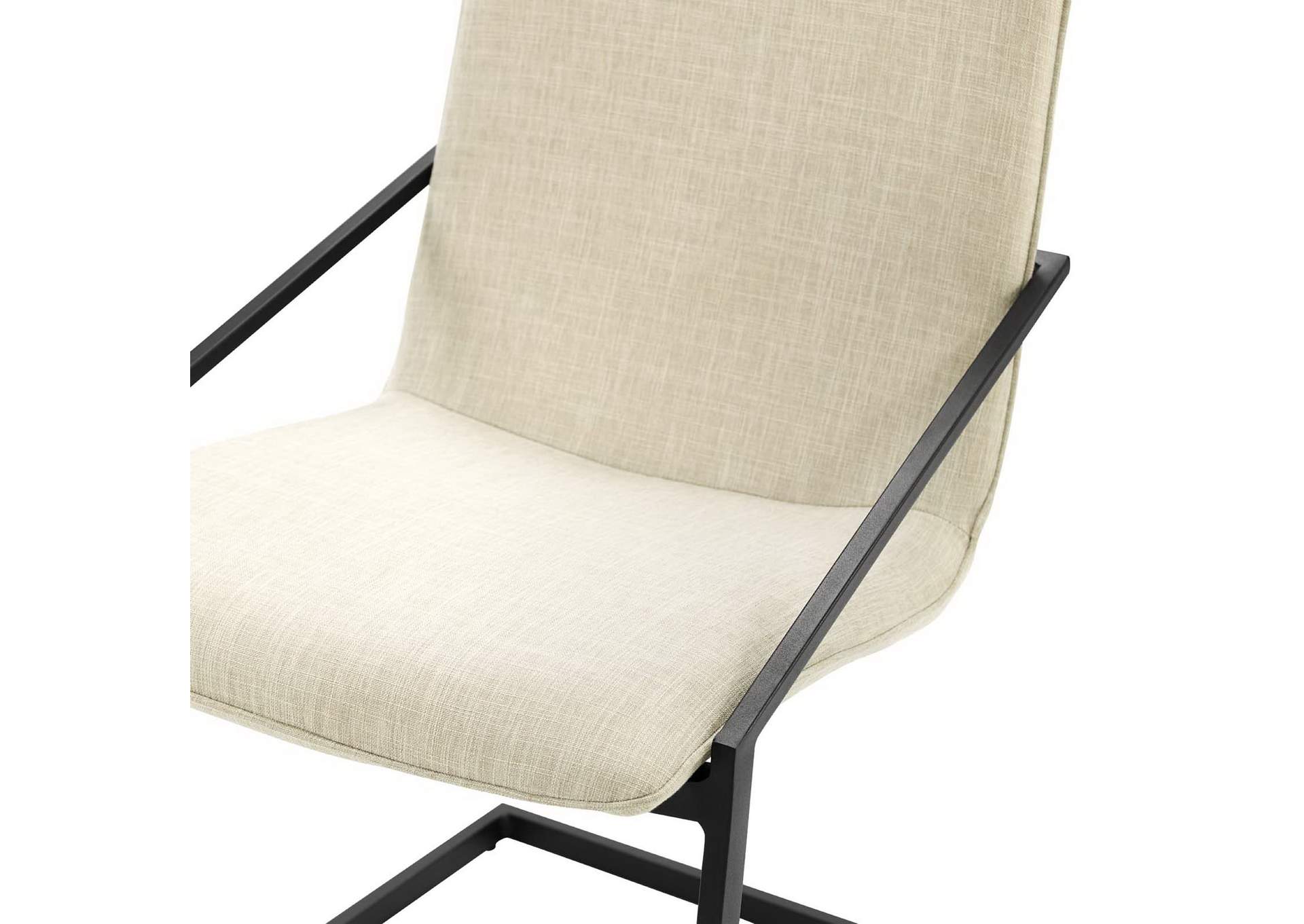 Black Beige Pitch Upholstered Fabric Arm Dining Chair,Modway