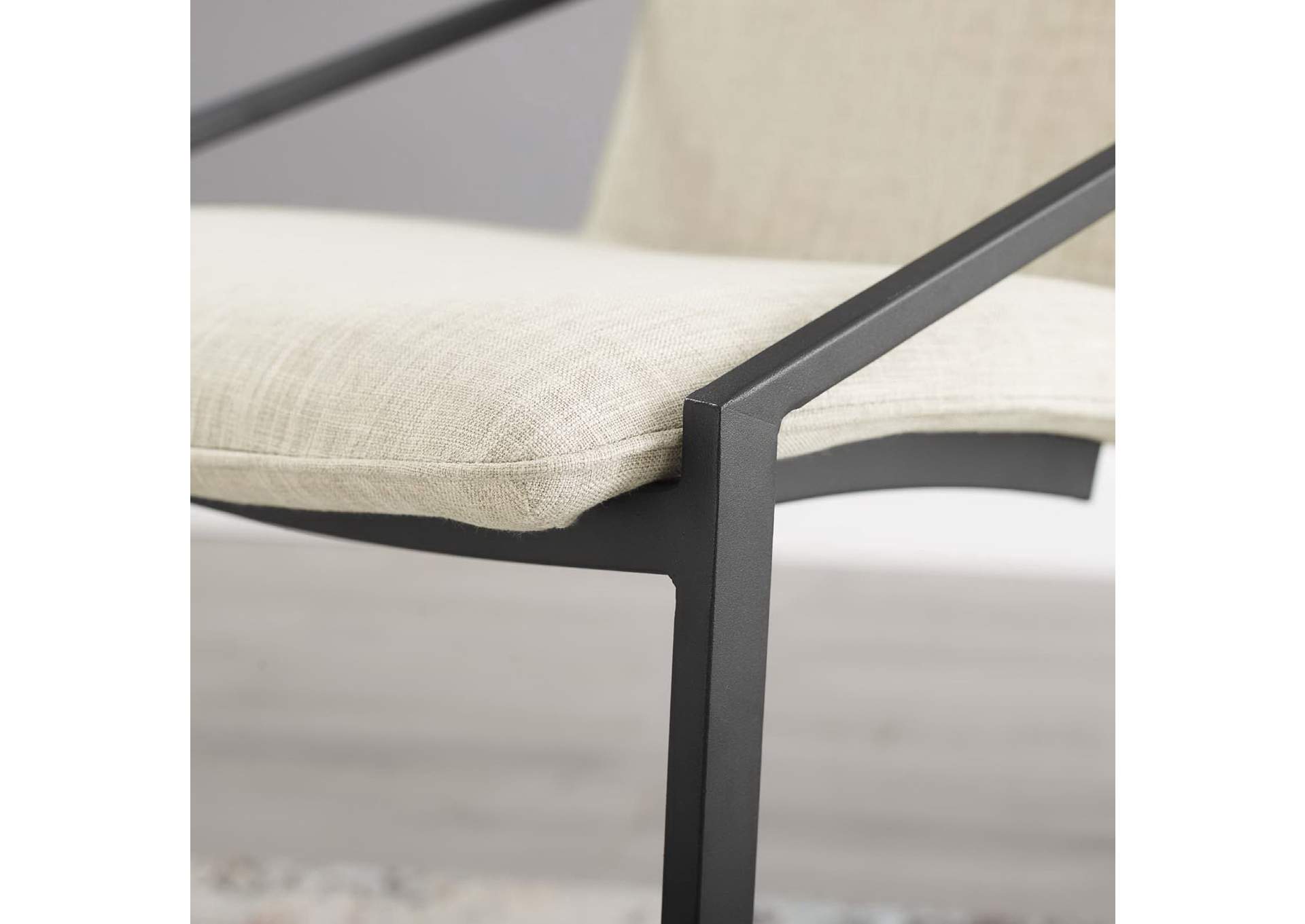 Black Beige Pitch Upholstered Fabric Arm Dining Chair,Modway