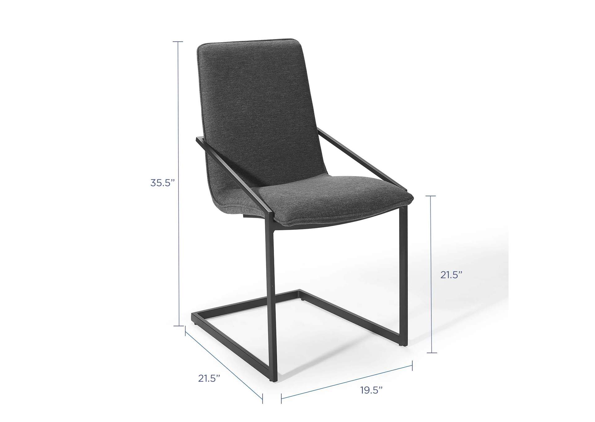 Black Charcoal Pitch Upholstered Fabric Arm Dining Chair,Modway