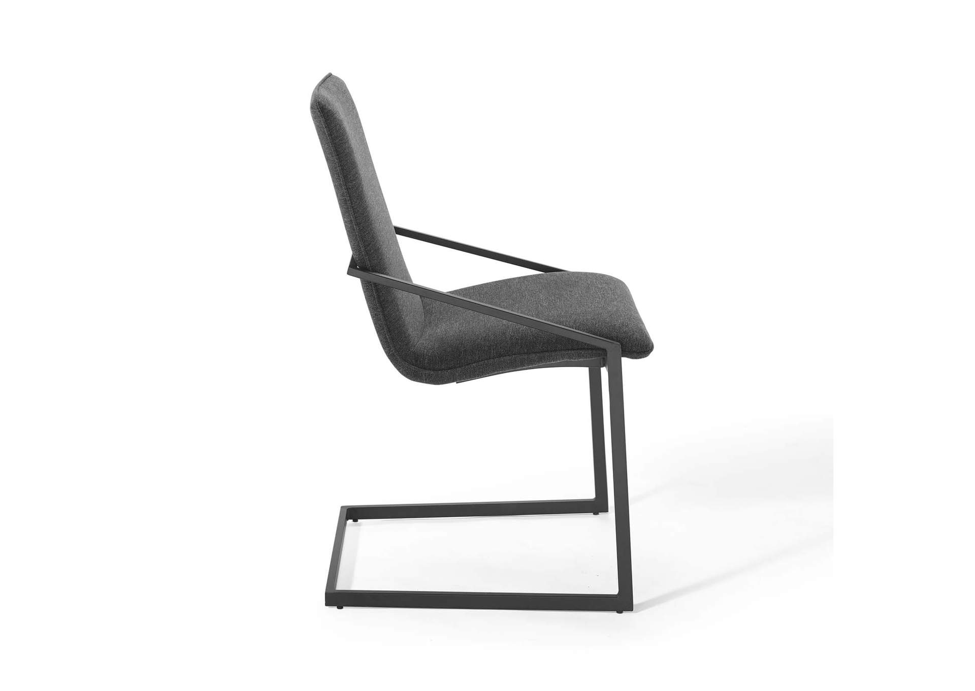 Black Charcoal Pitch Upholstered Fabric Arm Dining Chair,Modway