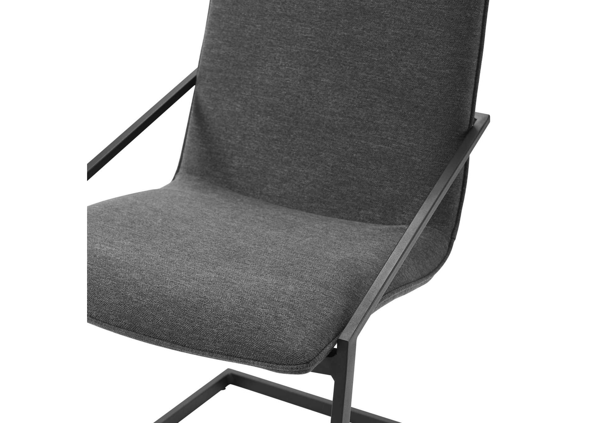 Black Charcoal Pitch Upholstered Fabric Arm Dining Chair,Modway