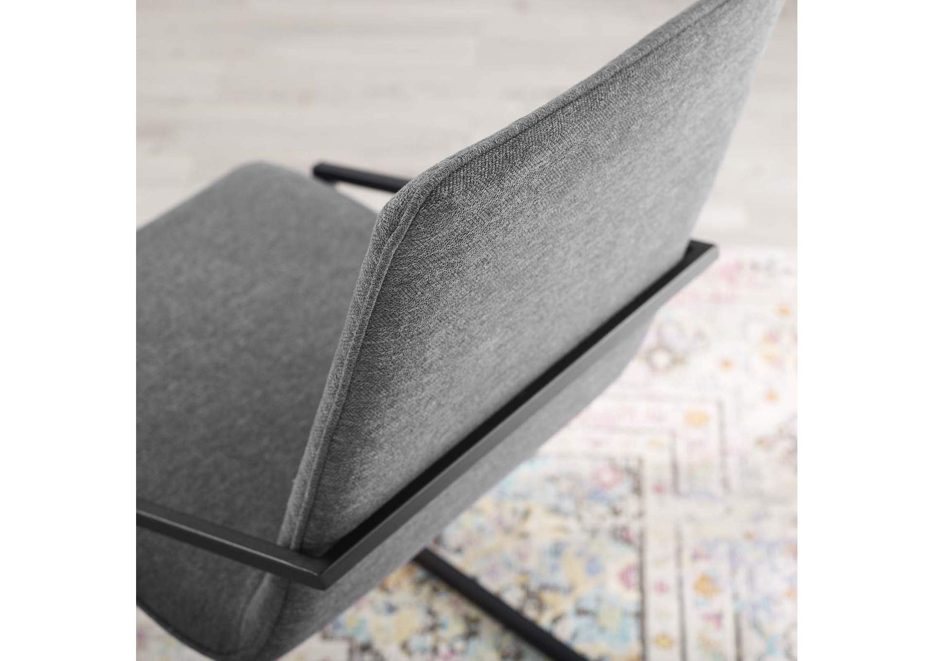 Black Charcoal Pitch Upholstered Fabric Arm Dining Chair,Modway
