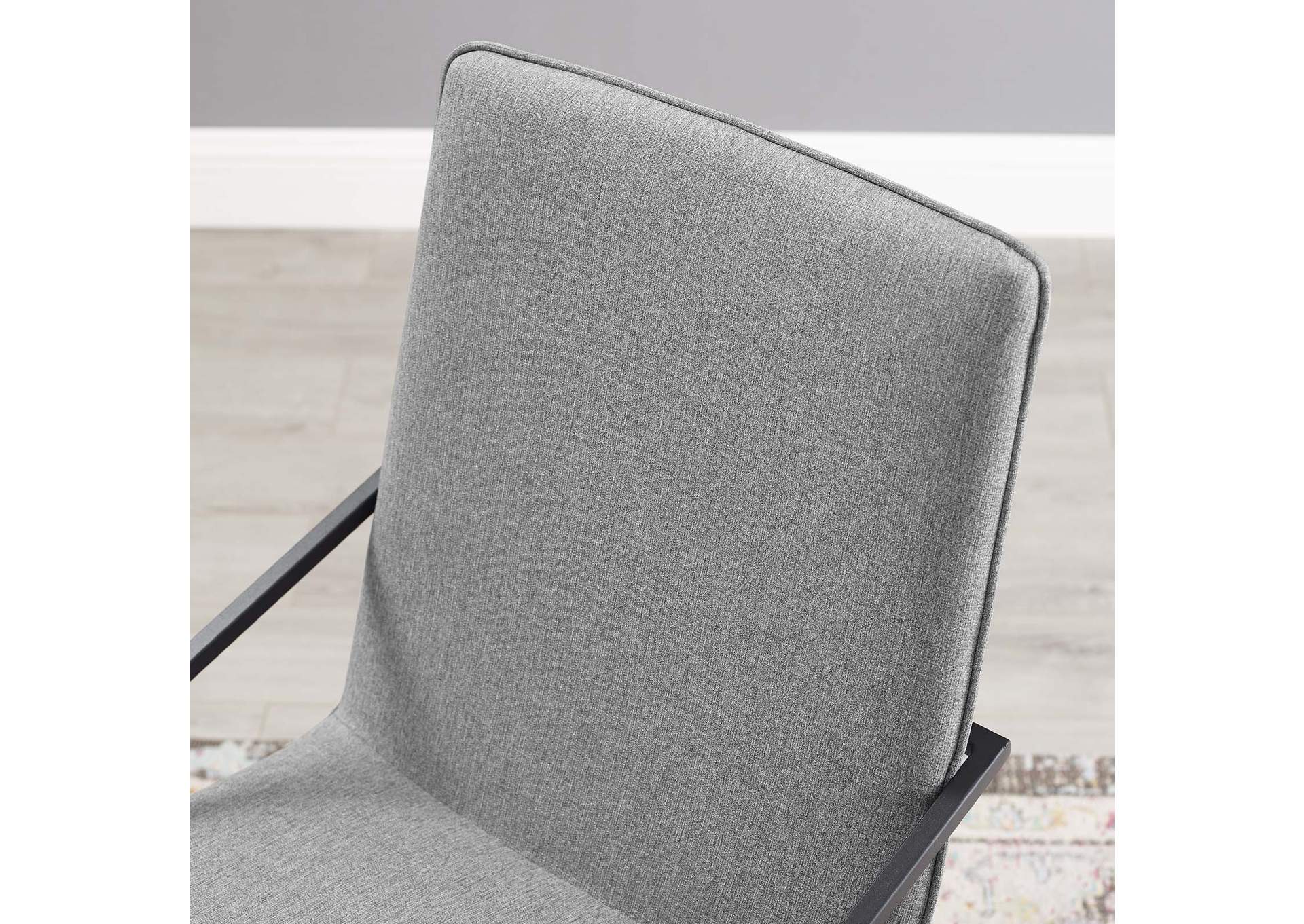 Black Light Gray Pitch Upholstered Fabric Arm Dining Chair,Modway
