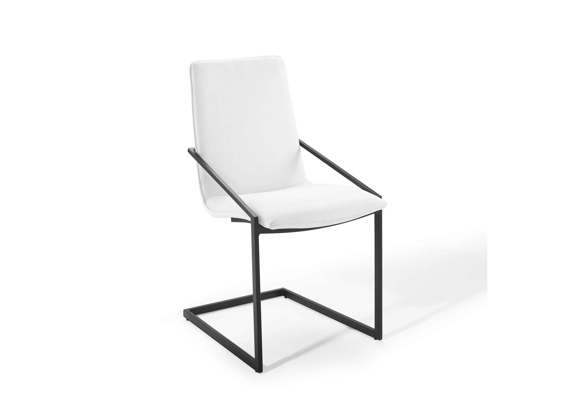 Black White Pitch Upholstered Fabric Arm Dining Chair,Modway