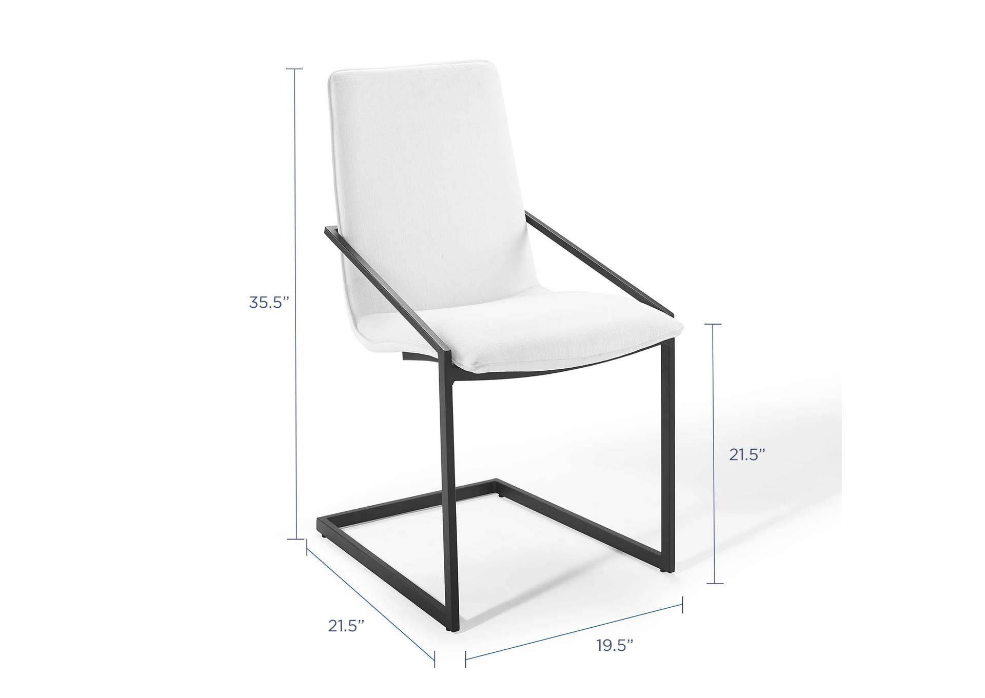 Black White Pitch Upholstered Fabric Arm Dining Chair,Modway