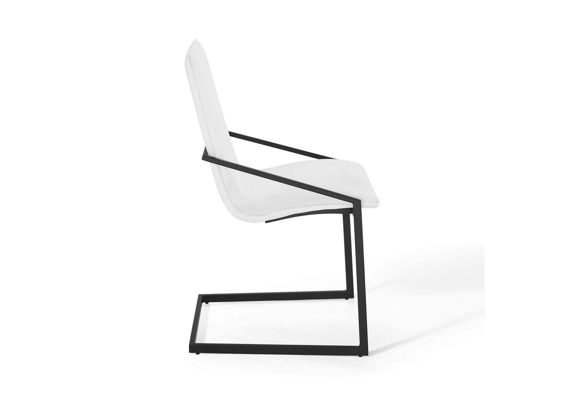 Black White Pitch Upholstered Fabric Arm Dining Chair,Modway