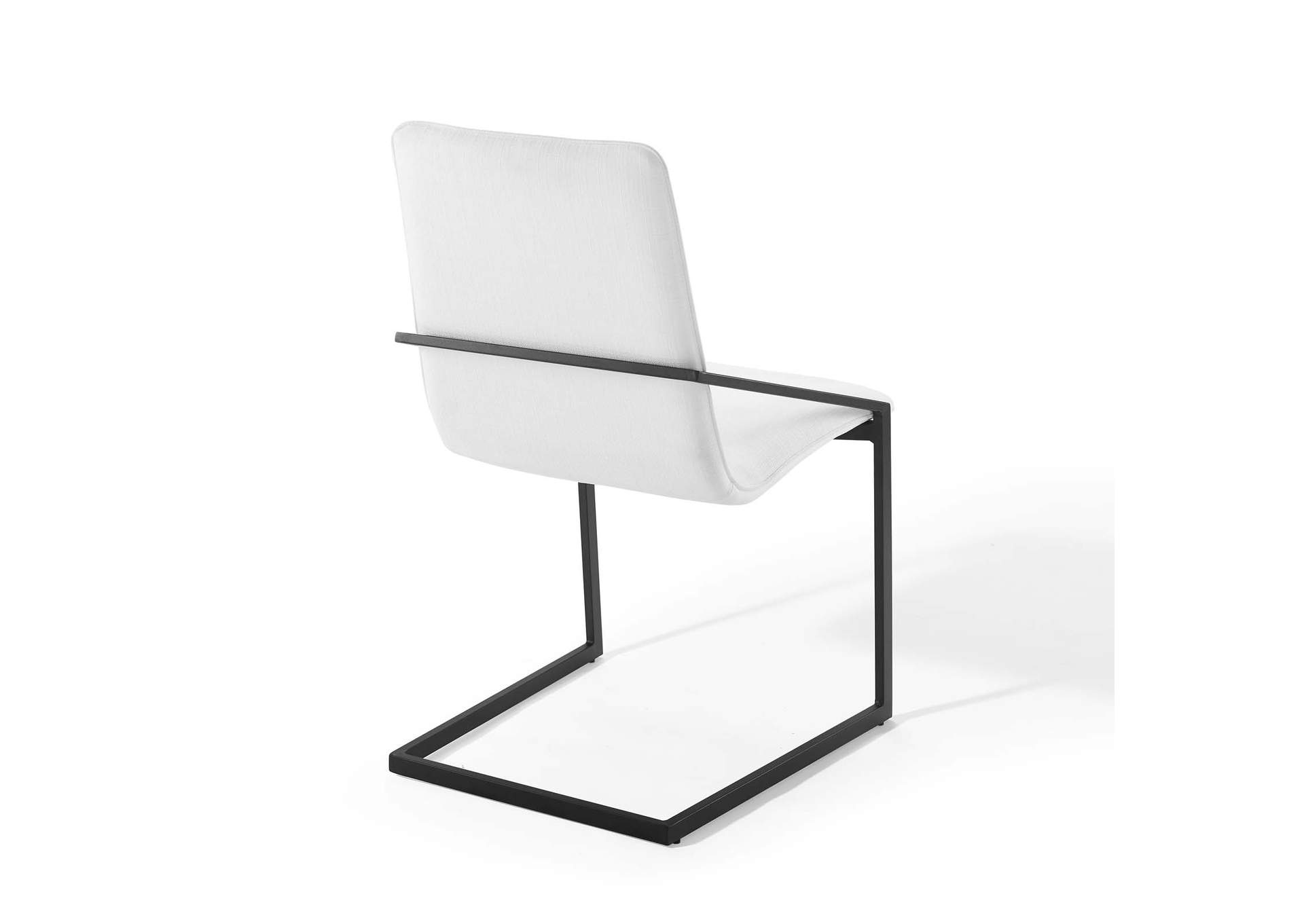 Black White Pitch Upholstered Fabric Arm Dining Chair,Modway
