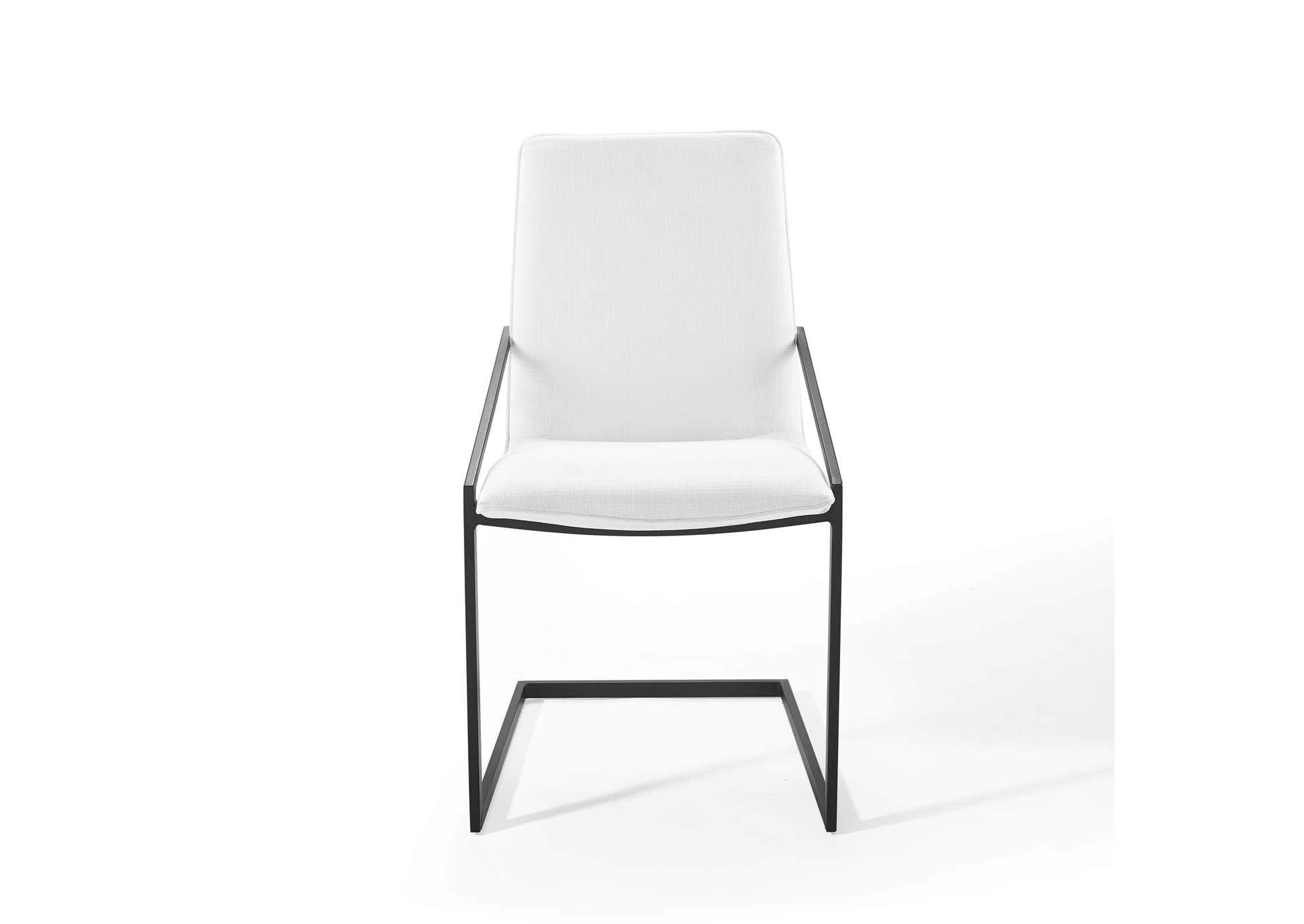 Black White Pitch Upholstered Fabric Arm Dining Chair,Modway