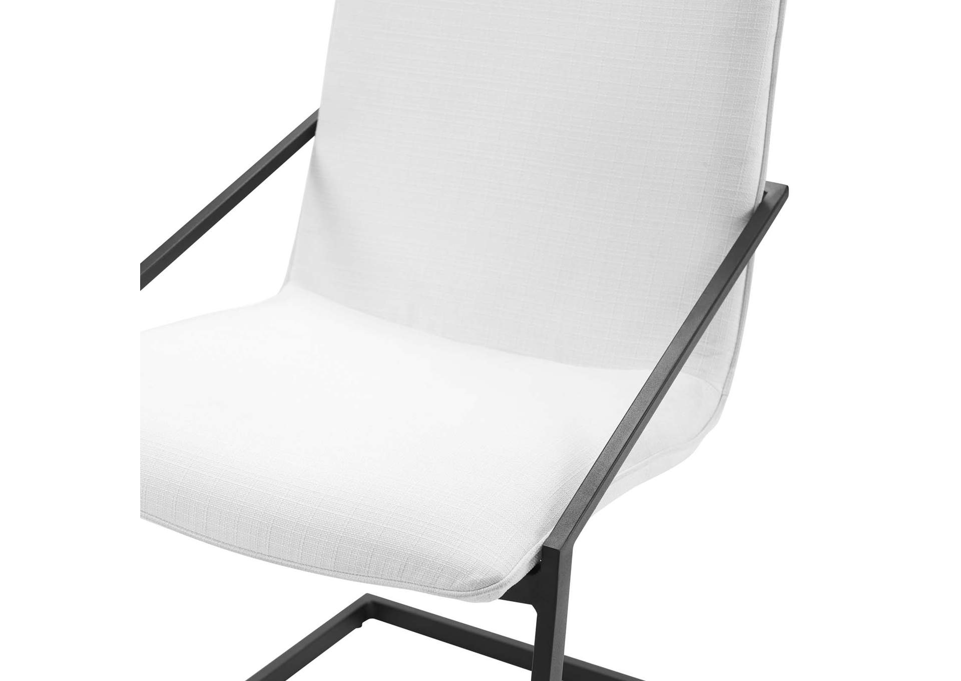Black White Pitch Upholstered Fabric Arm Dining Chair,Modway